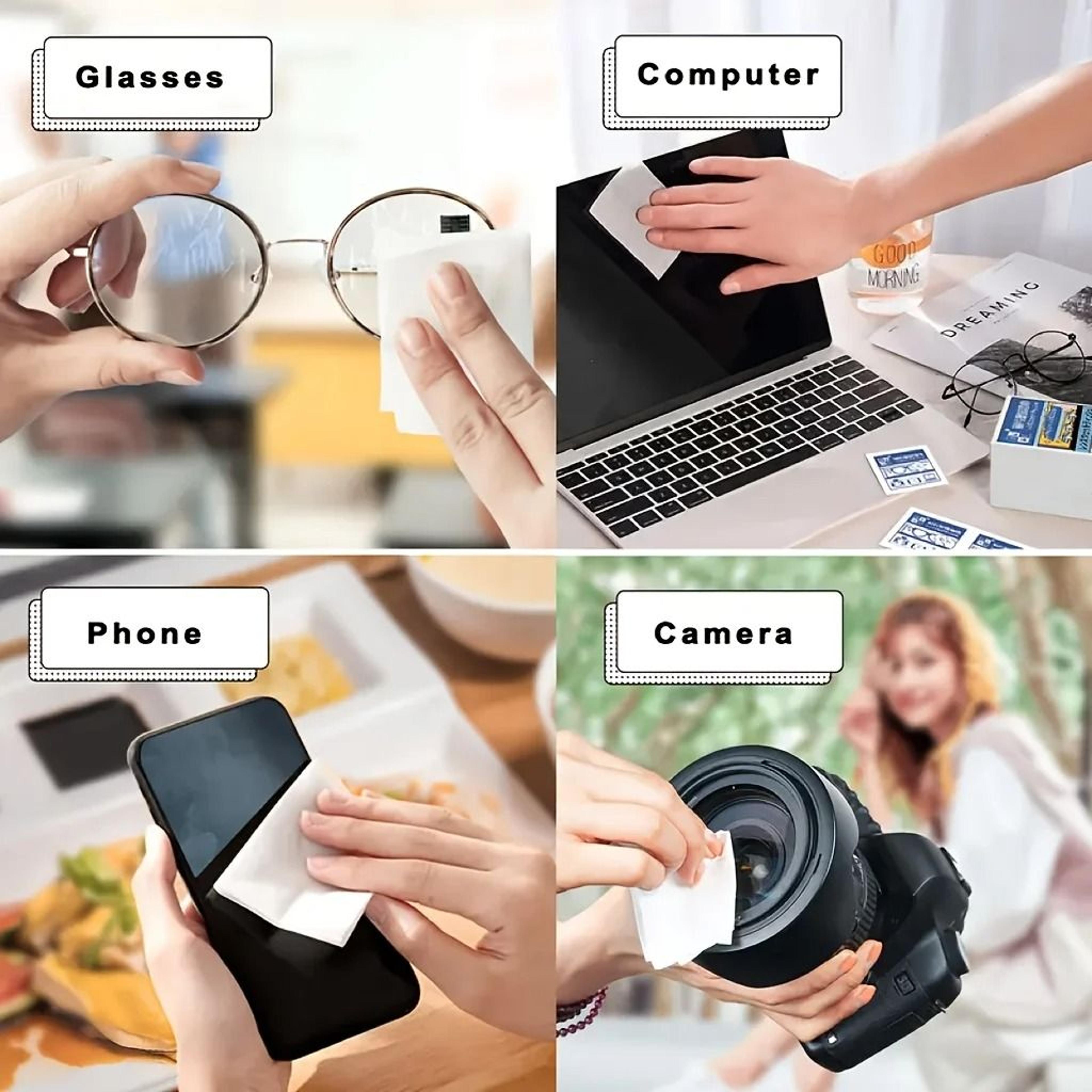 100Pack Disposable Eyeglass Cleaning Wipes Individually Wrapped Lens And Screen Cleaner 3