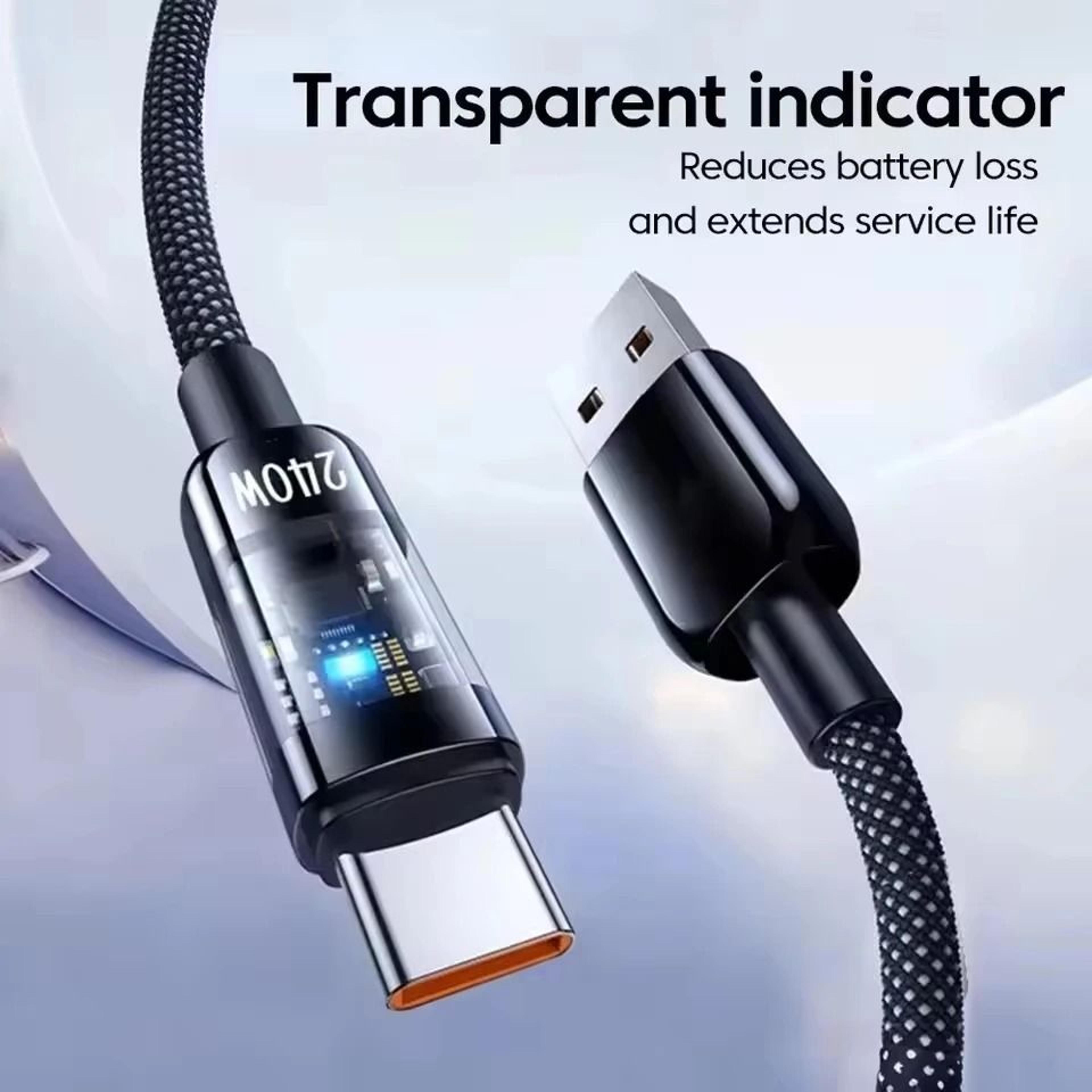 240W USBA To USBC Fast Charging Cable With LED Digital Display For Samsung Xiaomi Huawei 7