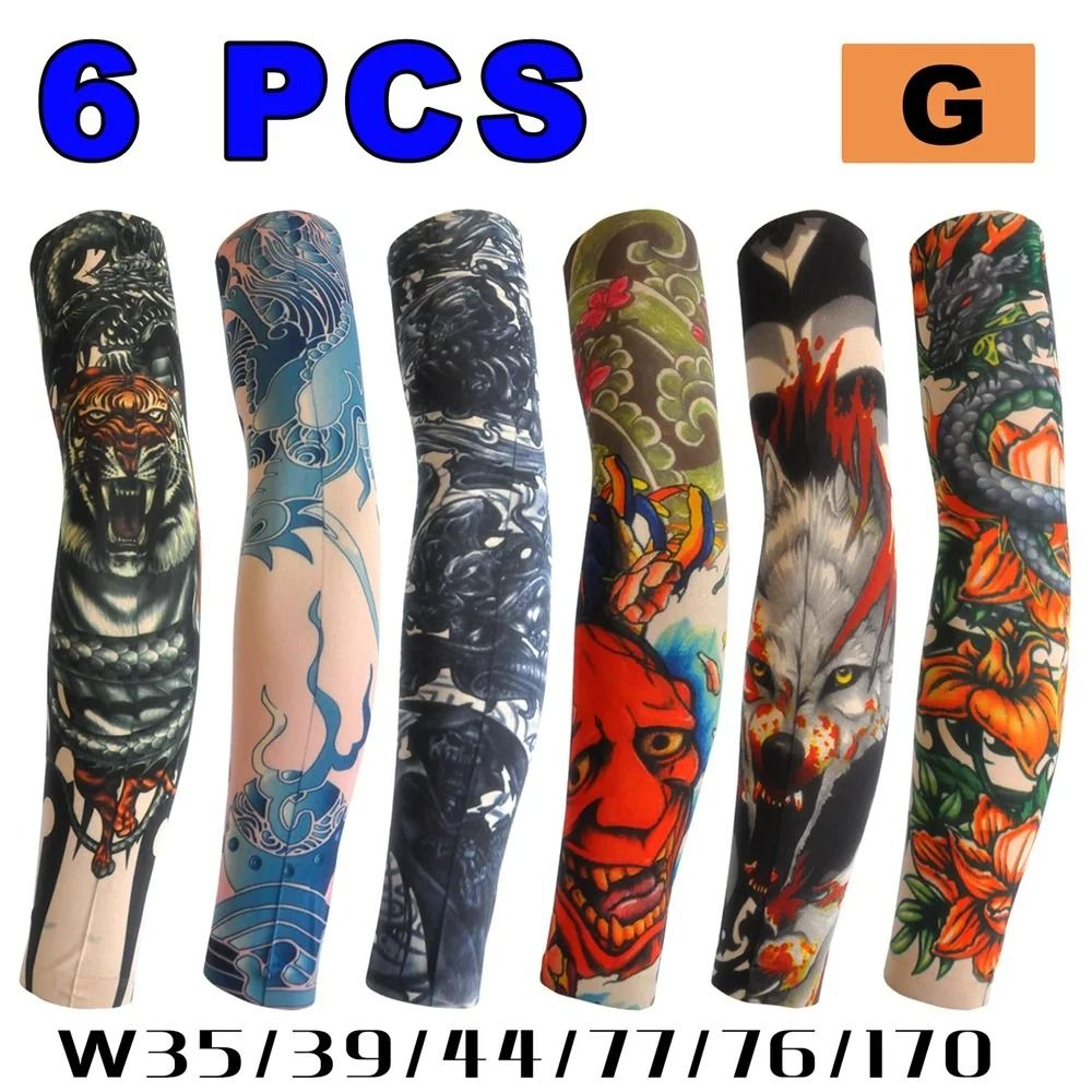 6PCS Tattoo Print Arm Sleeves Breathable Sun Protection Covers For Cycling And Outdoor Activities 7