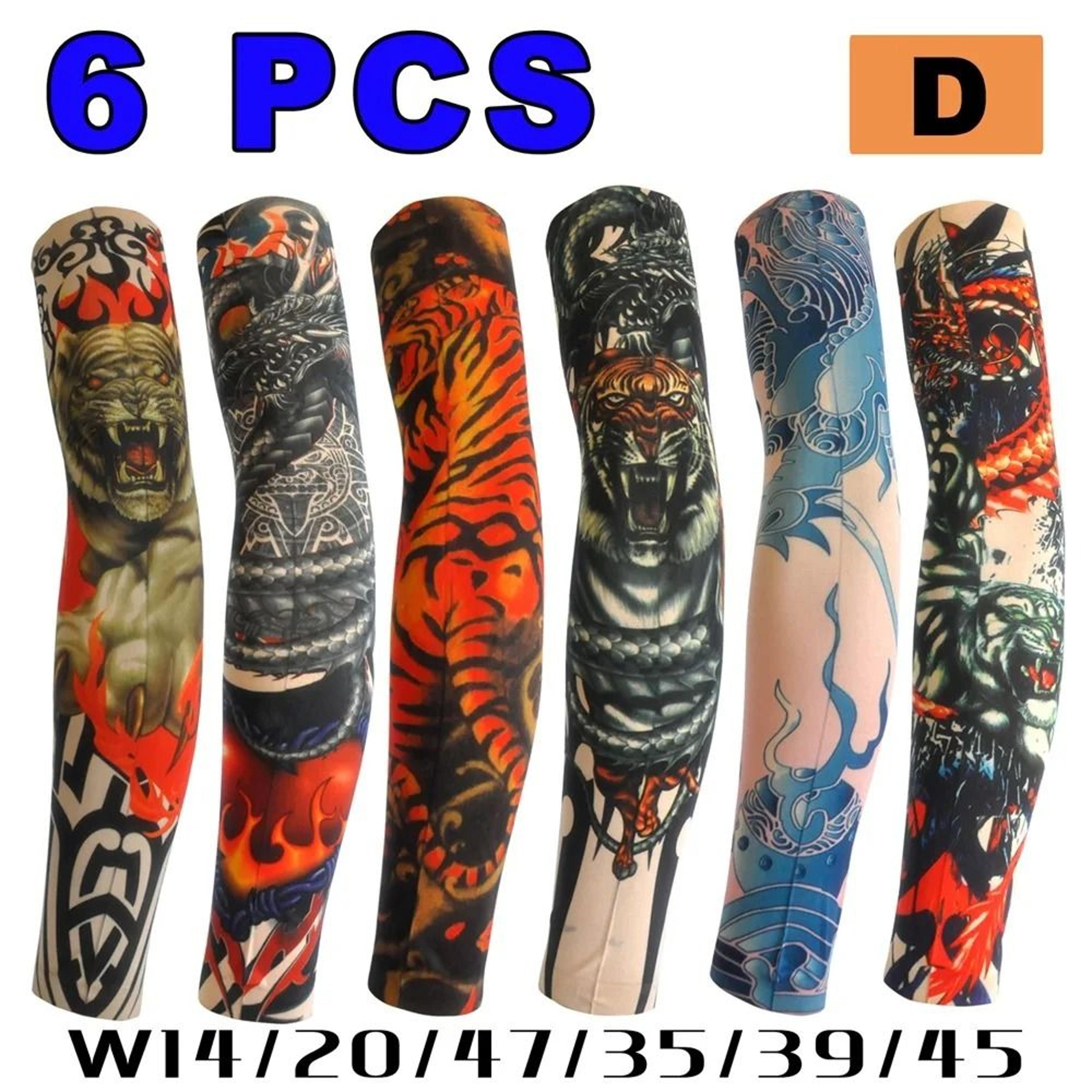 6PCS Tattoo Print Arm Sleeves Breathable Sun Protection Covers For Cycling And Outdoor Activities 4