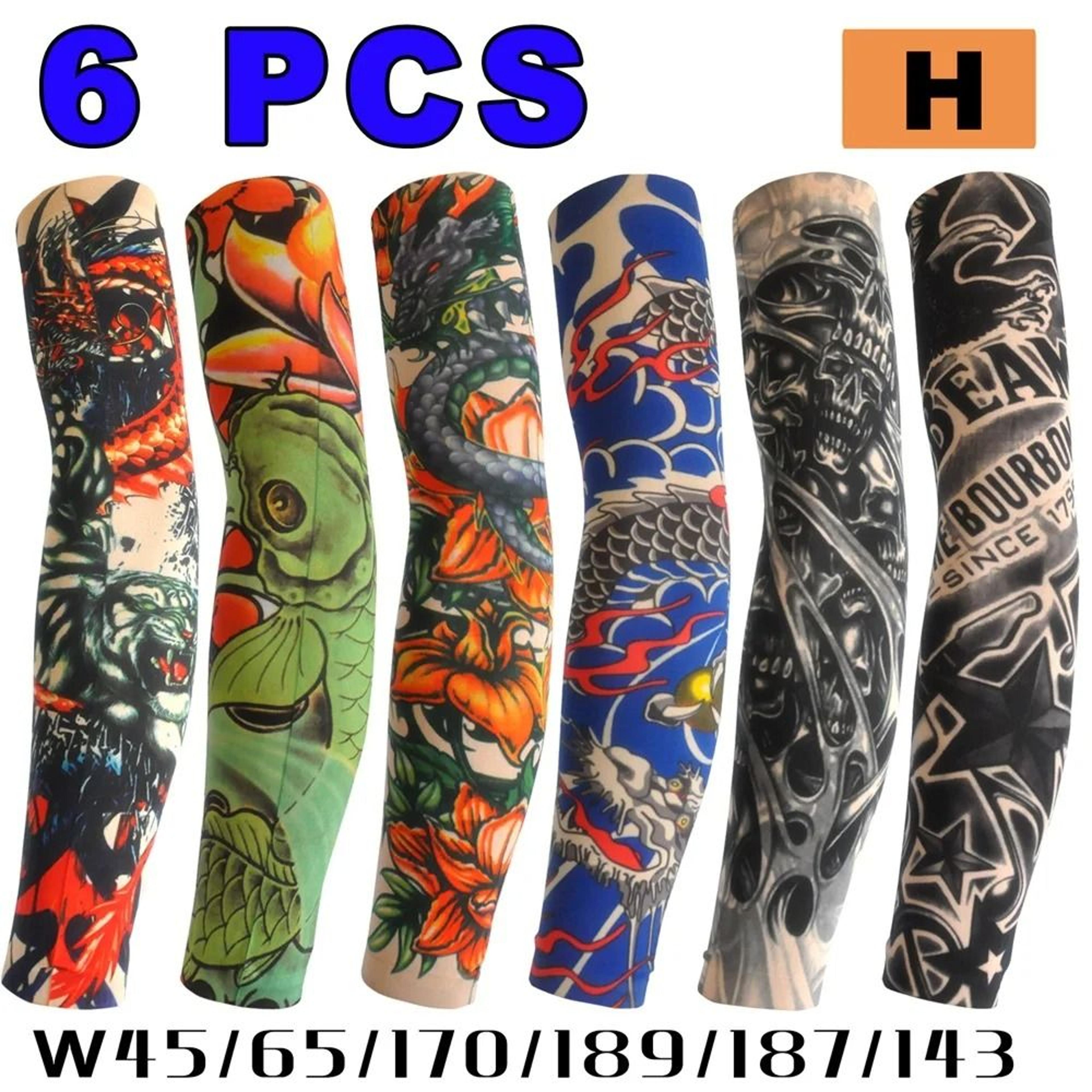 6PCS Tattoo Print Arm Sleeves Breathable Sun Protection Covers For Cycling And Outdoor Activities 8
