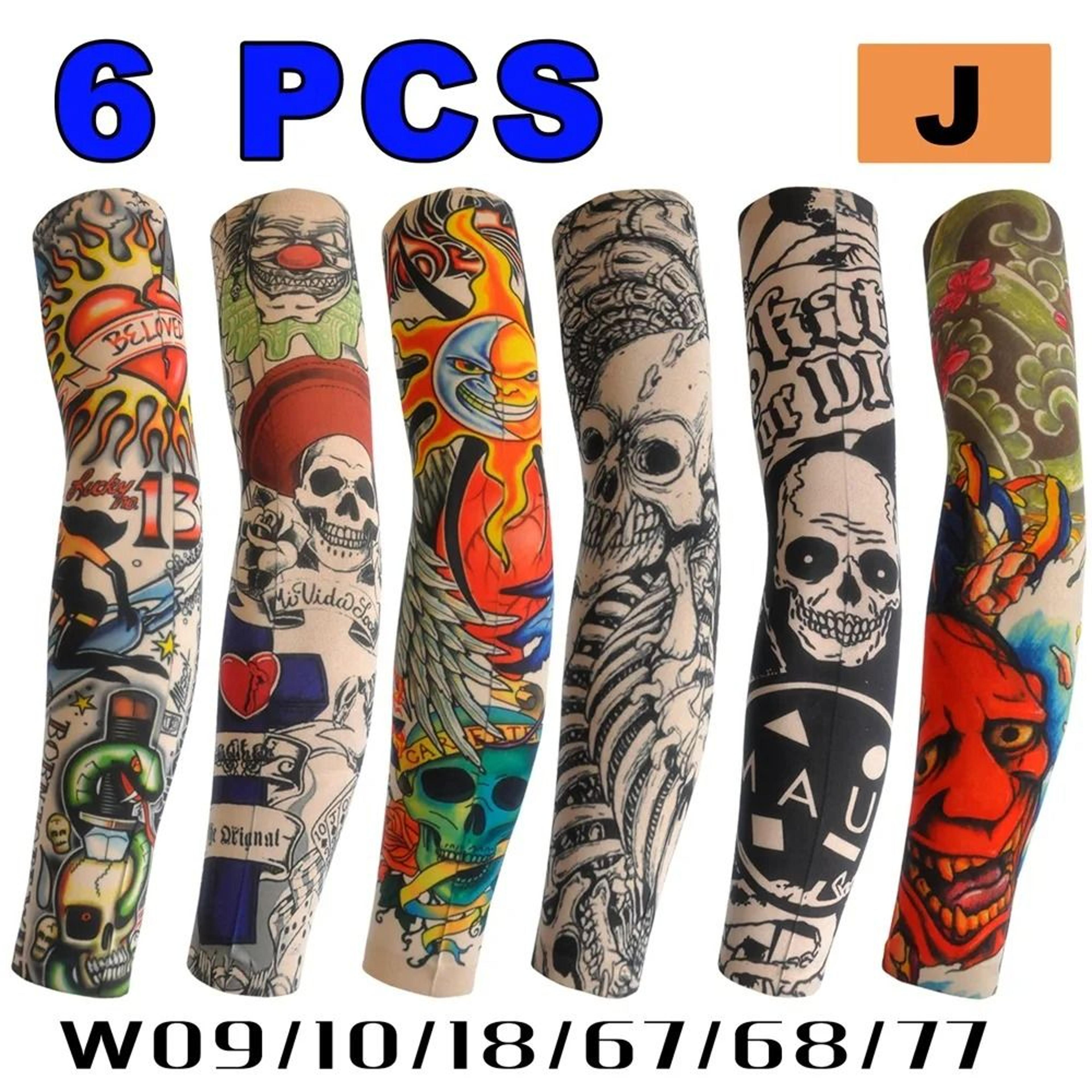 6PCS Tattoo Print Arm Sleeves Breathable Sun Protection Covers For Cycling And Outdoor Activities 9