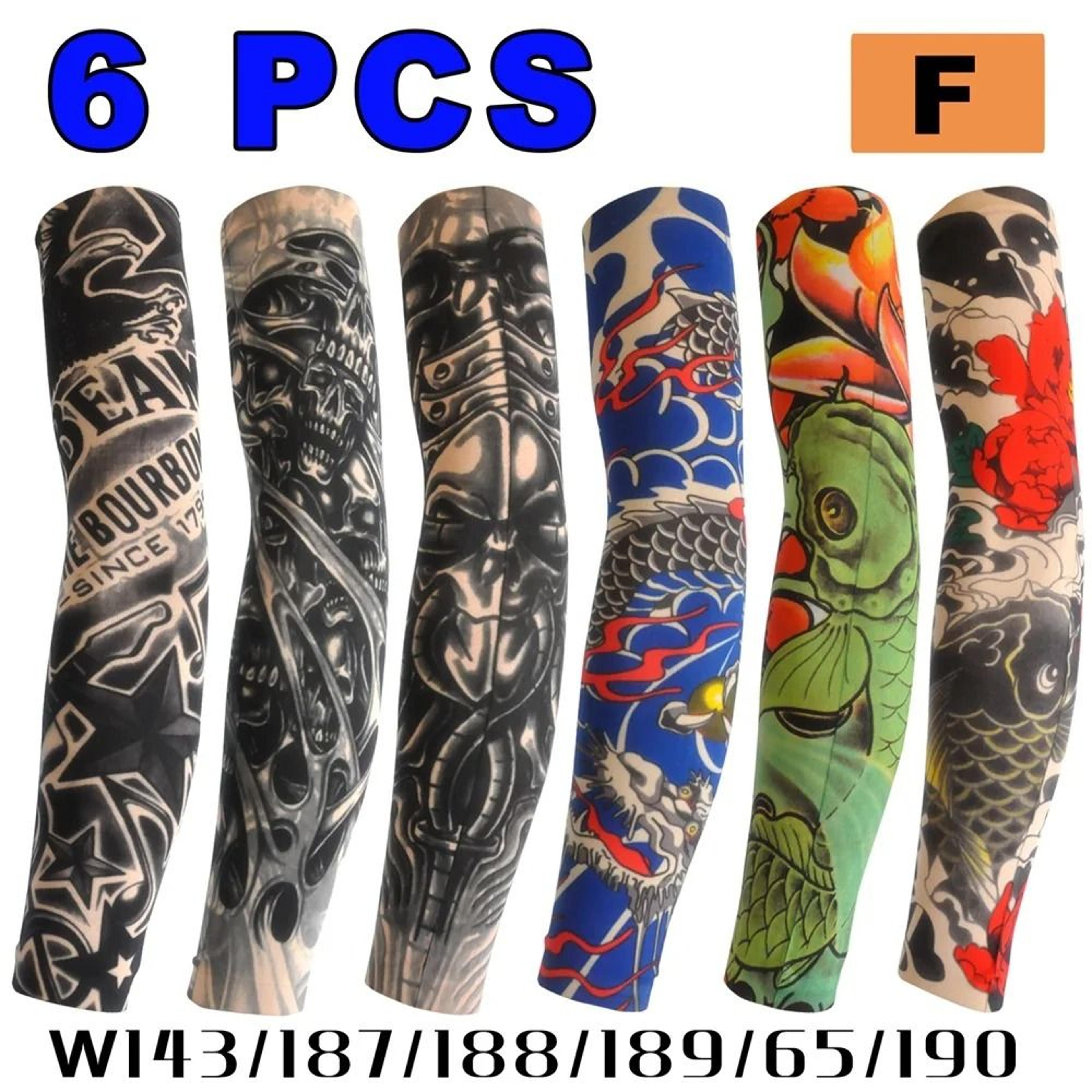 6PCS Tattoo Print Arm Sleeves Breathable Sun Protection Covers For Cycling And Outdoor Activities 6