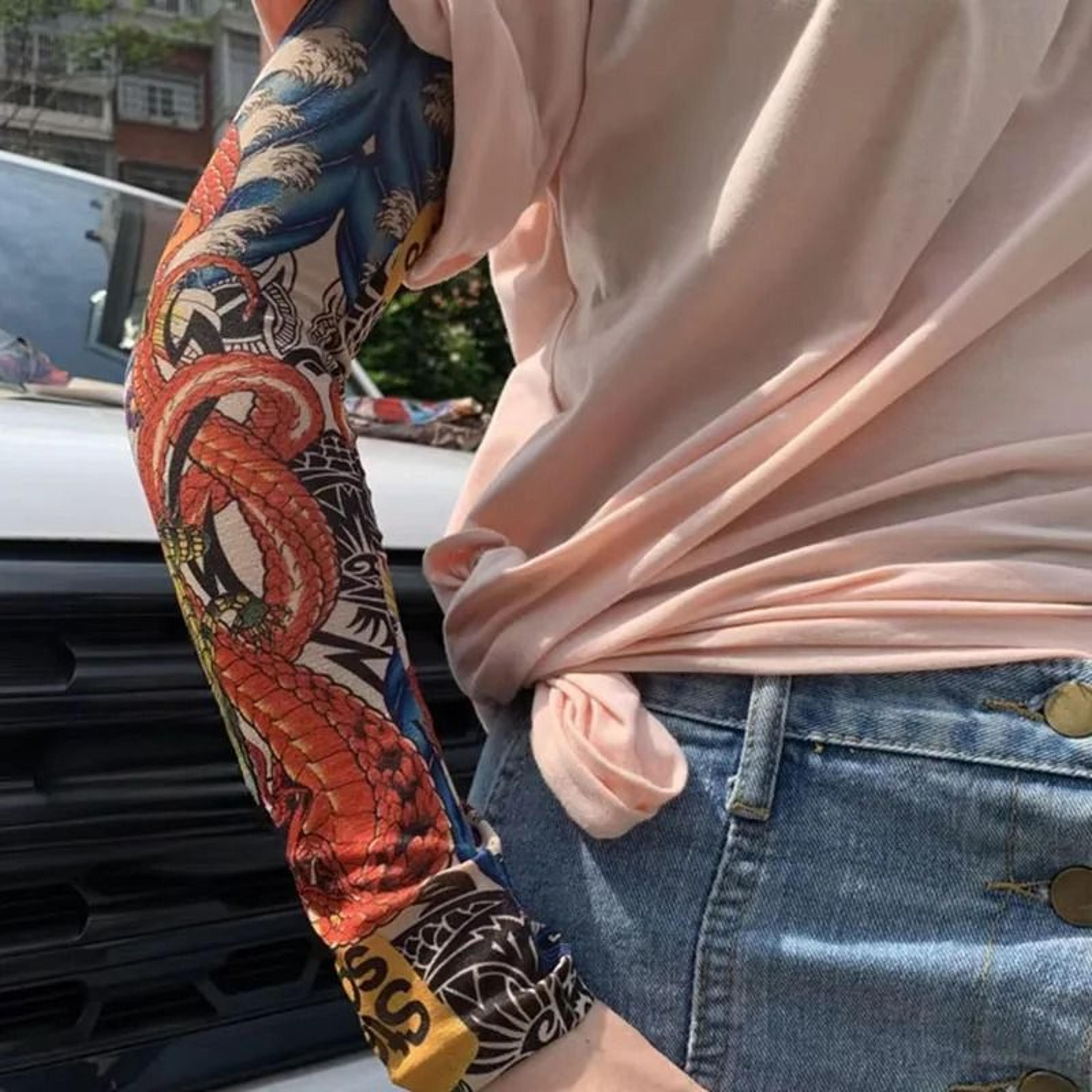 6PCS Tattoo Print Arm Sleeves Breathable Sun Protection Covers For Cycling And Outdoor Activities 14