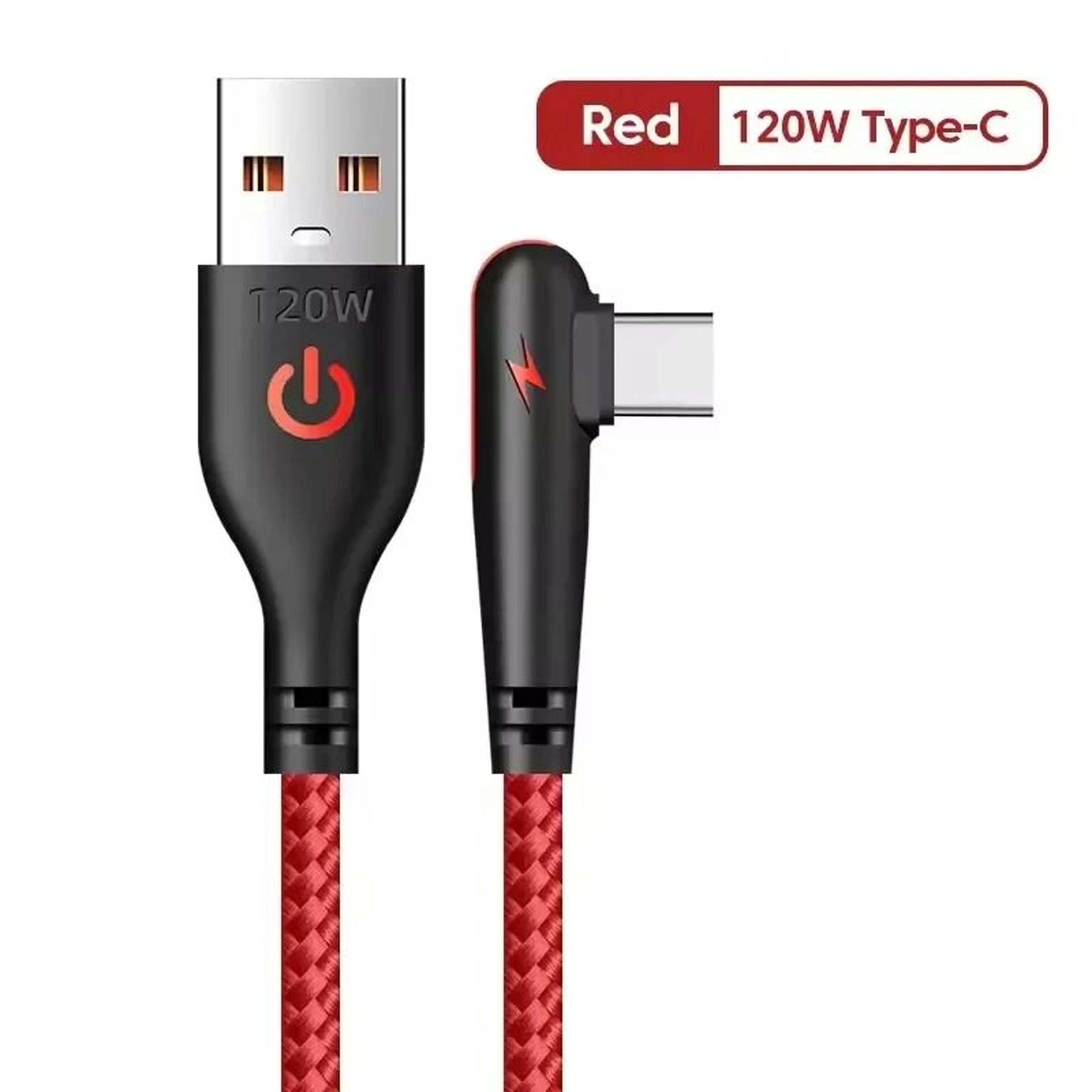 120W USB To TypeC Fast Charging Cable 90 Degree Right Angle Charger Cord 3