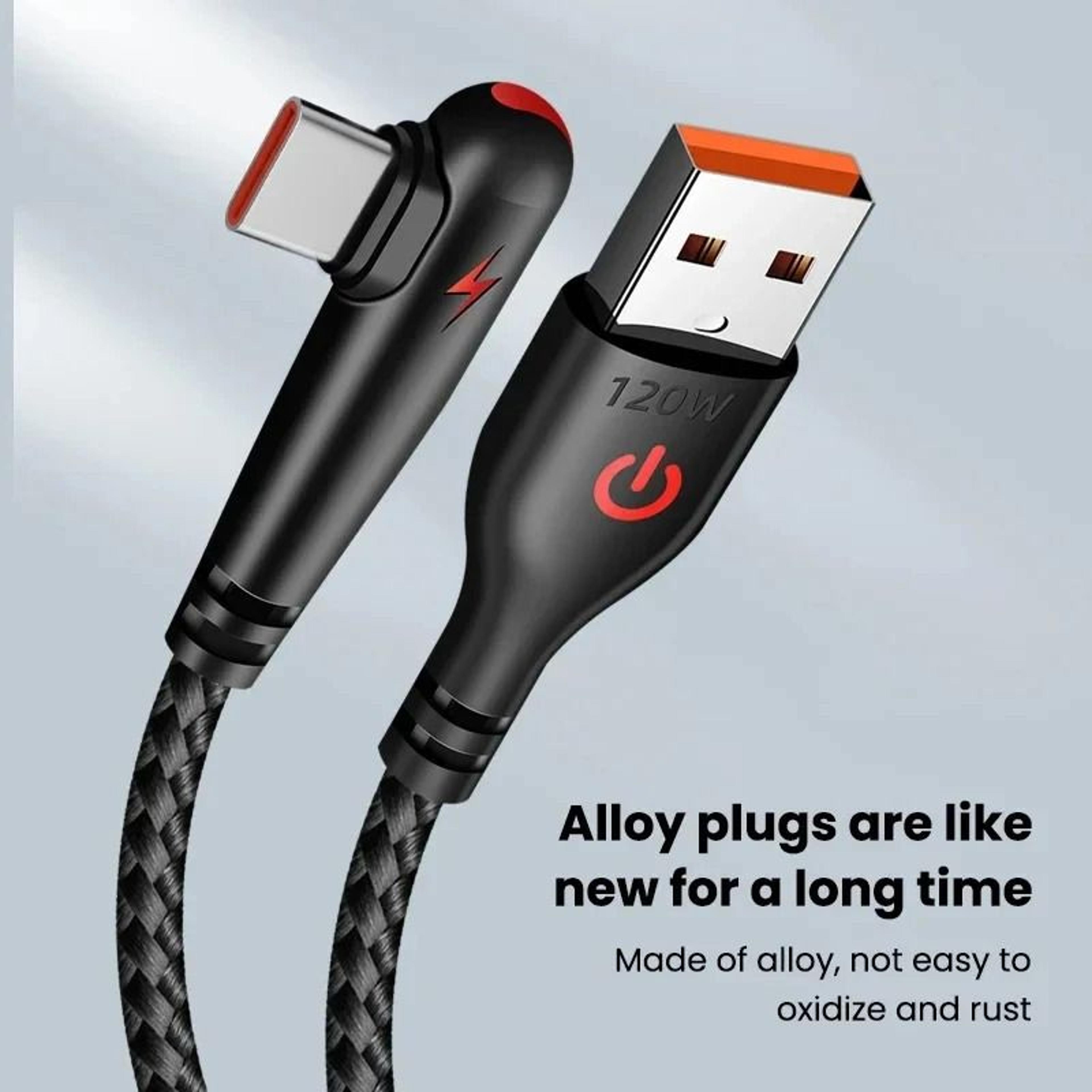 120W USB To TypeC Fast Charging Cable 90 Degree Right Angle Charger Cord 4