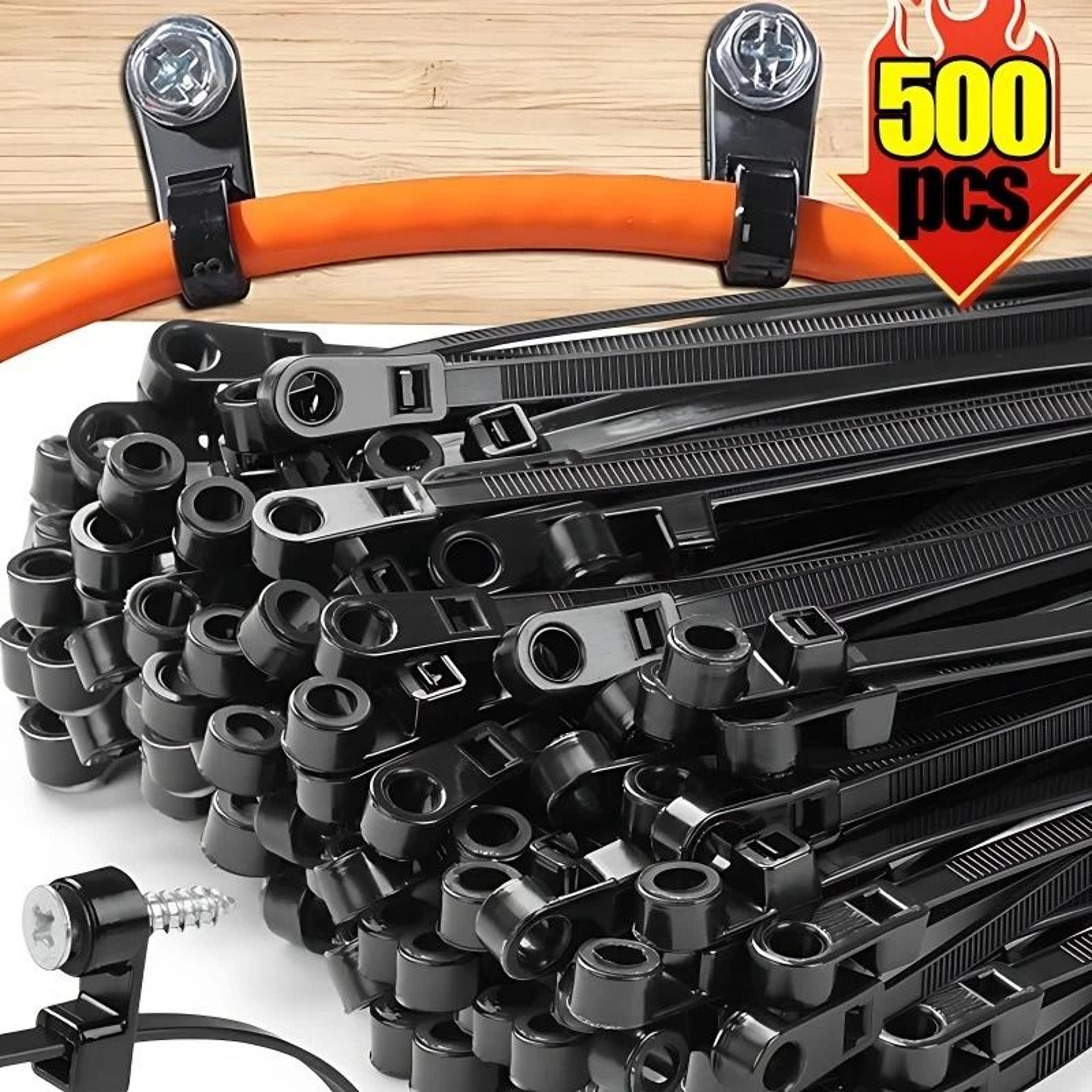 100500PCS Nylon Screw Hole Cable Ties SelfLocking Wire Organizer Straps 7