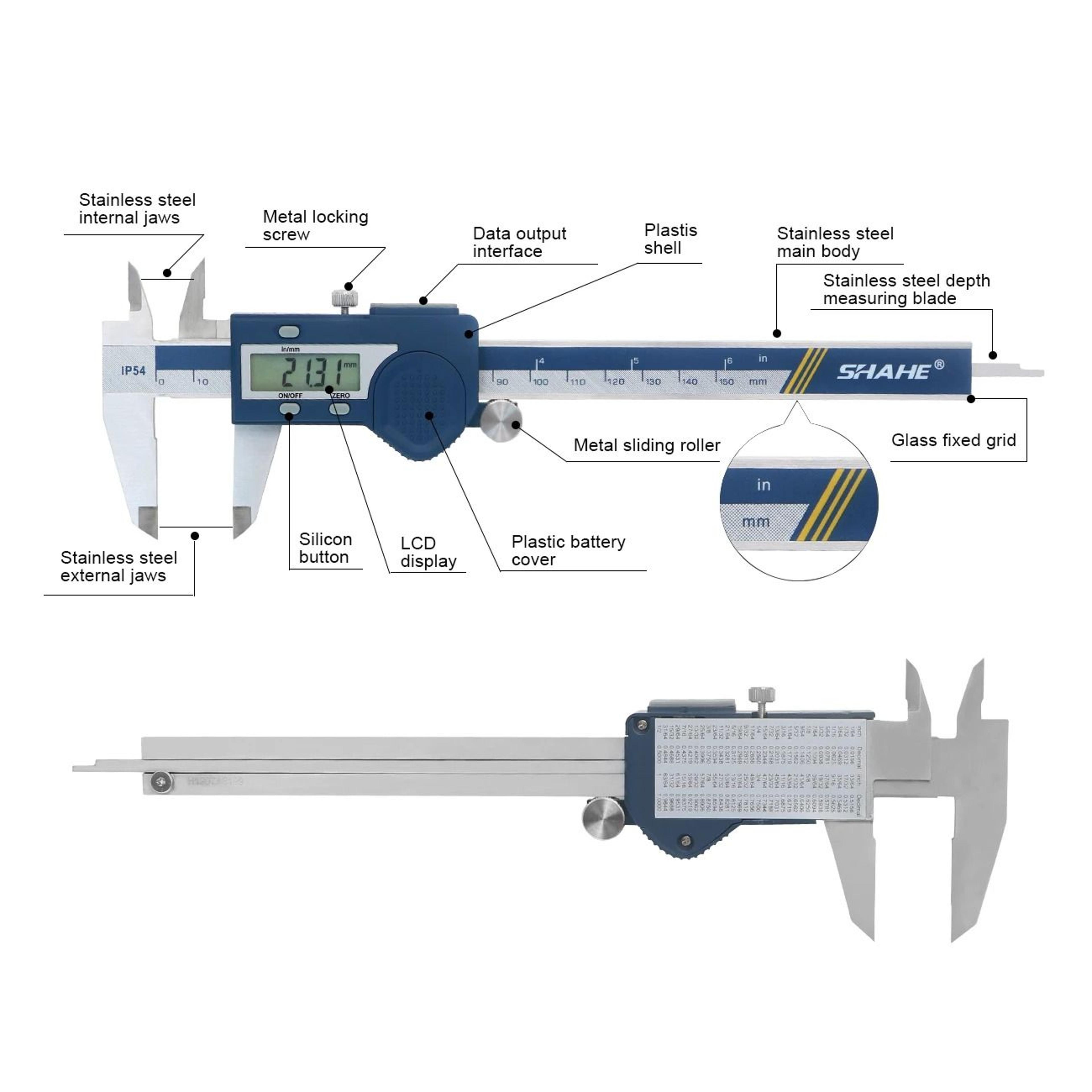 precision stainless steel digital vernier caliper lcd display