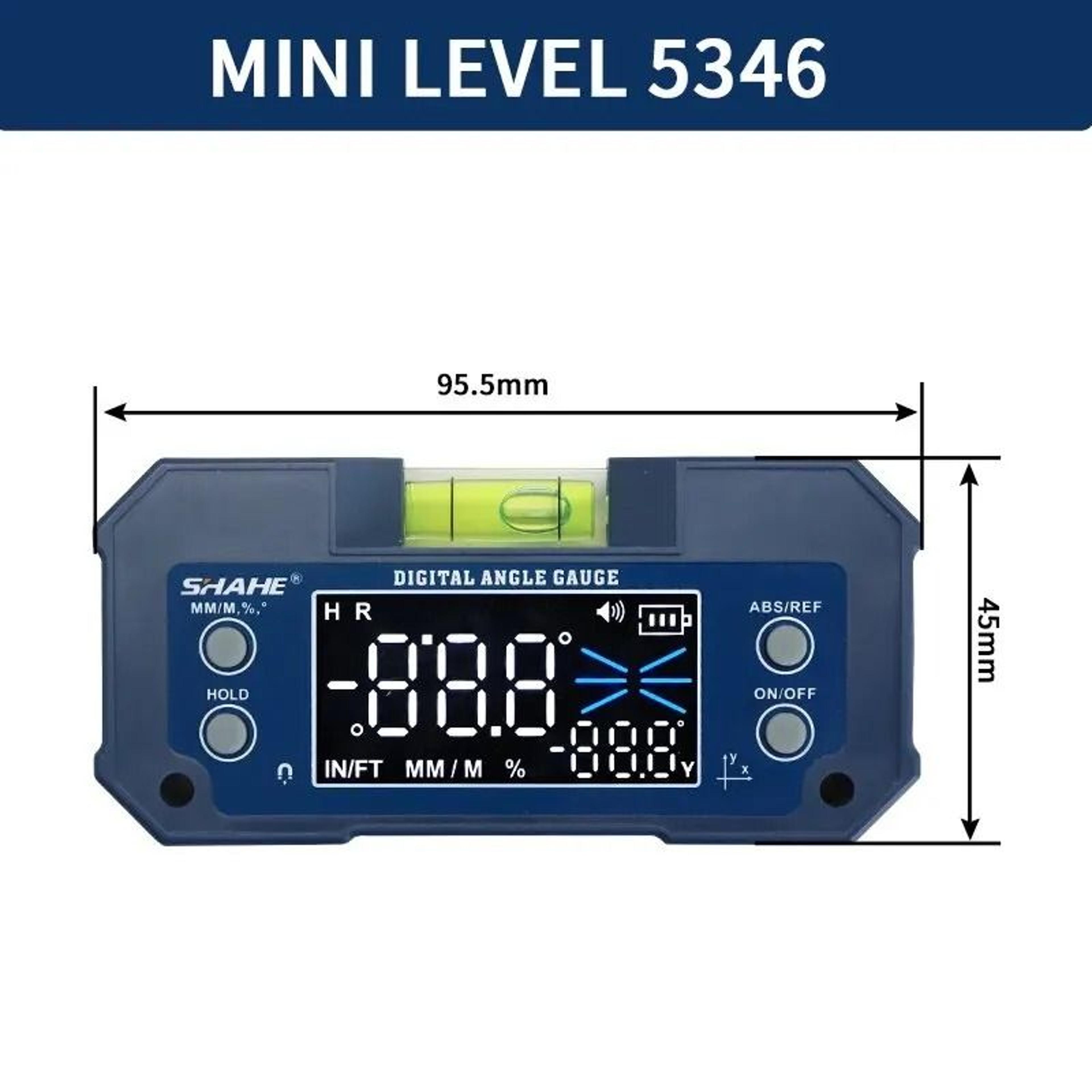 Compact Dual Axis Angle Meter With Magnetic Base And Bubble Level 1