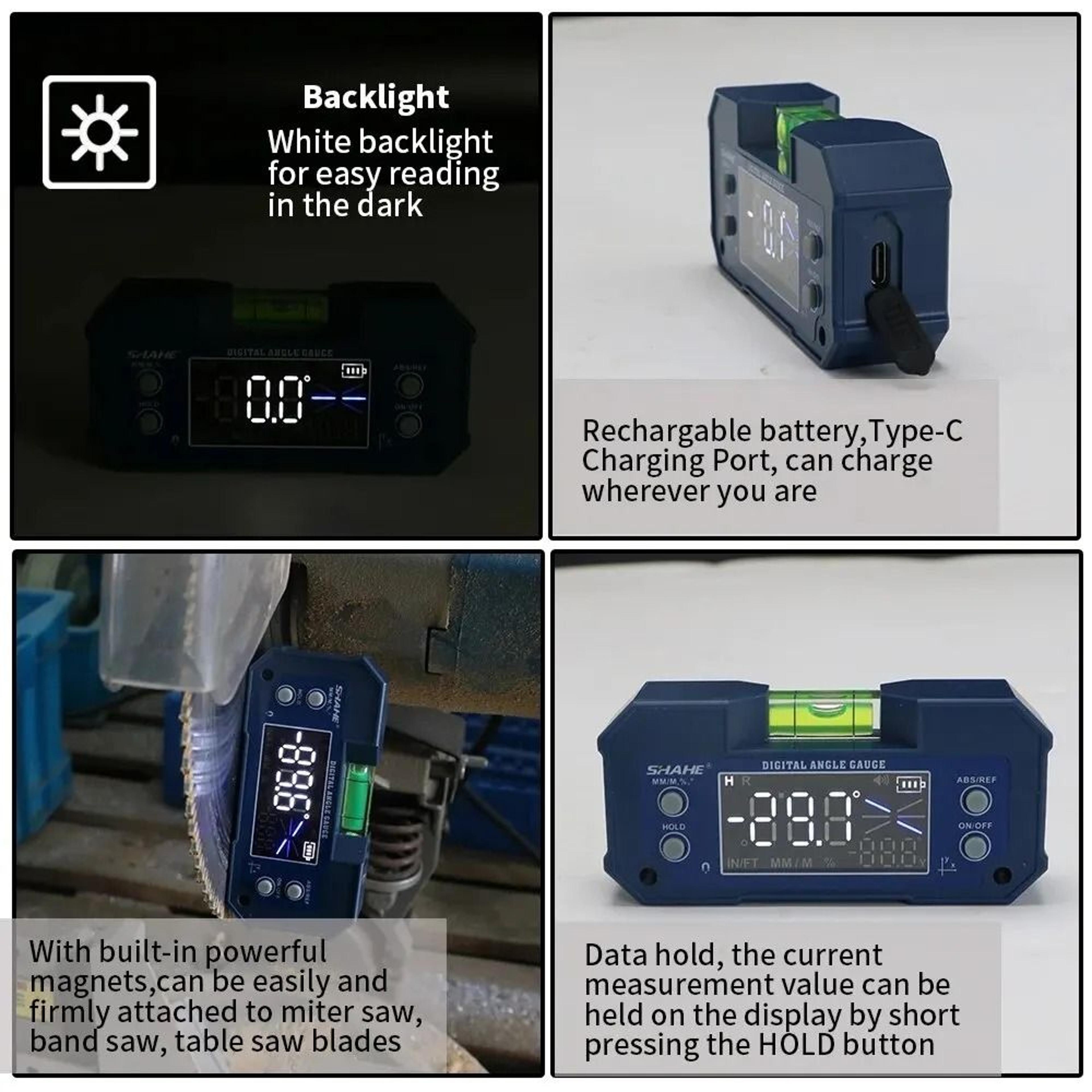 Compact Dual Axis Angle Meter With Magnetic Base And Bubble Level 4