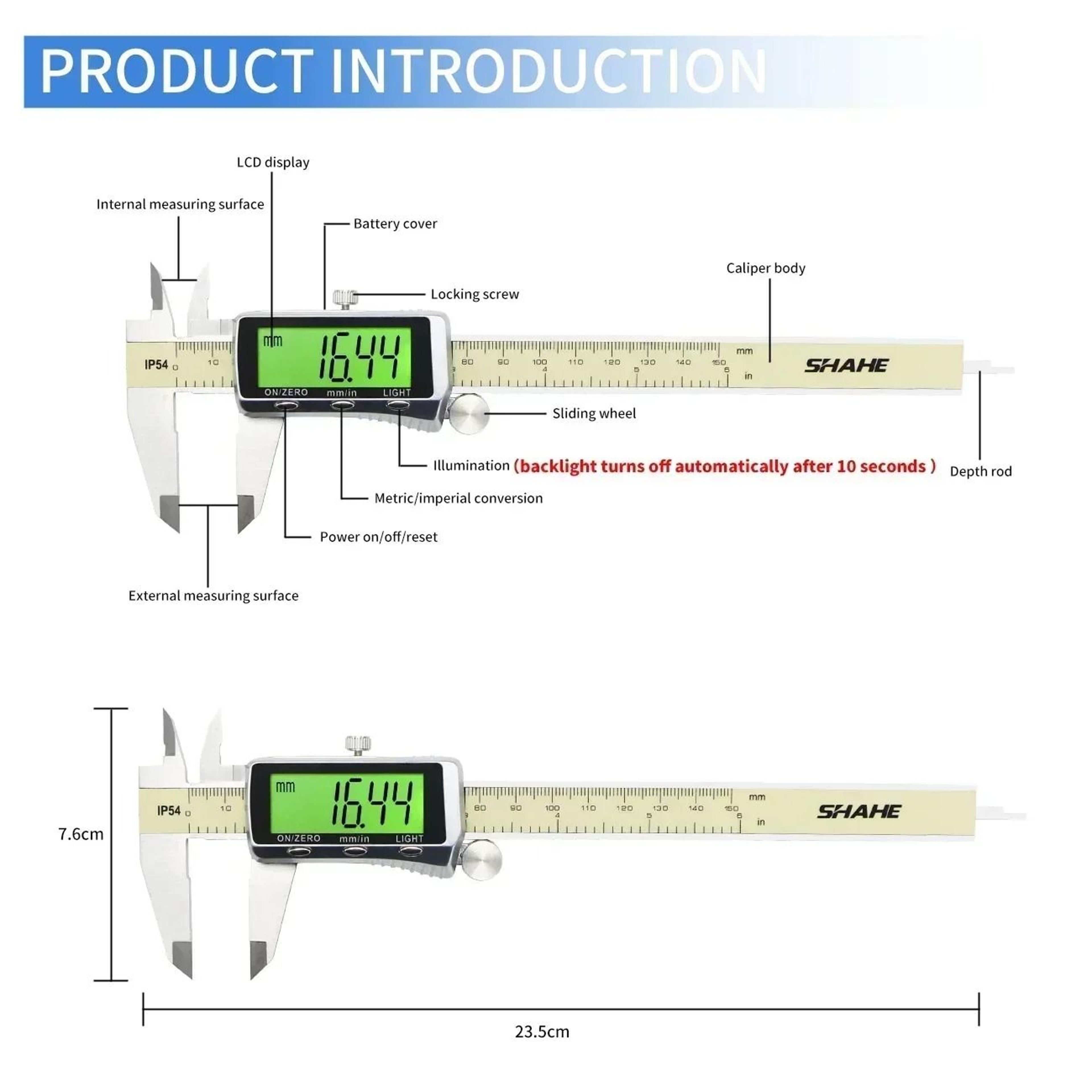 150mm backlit digital vernier caliper for accurate measuring