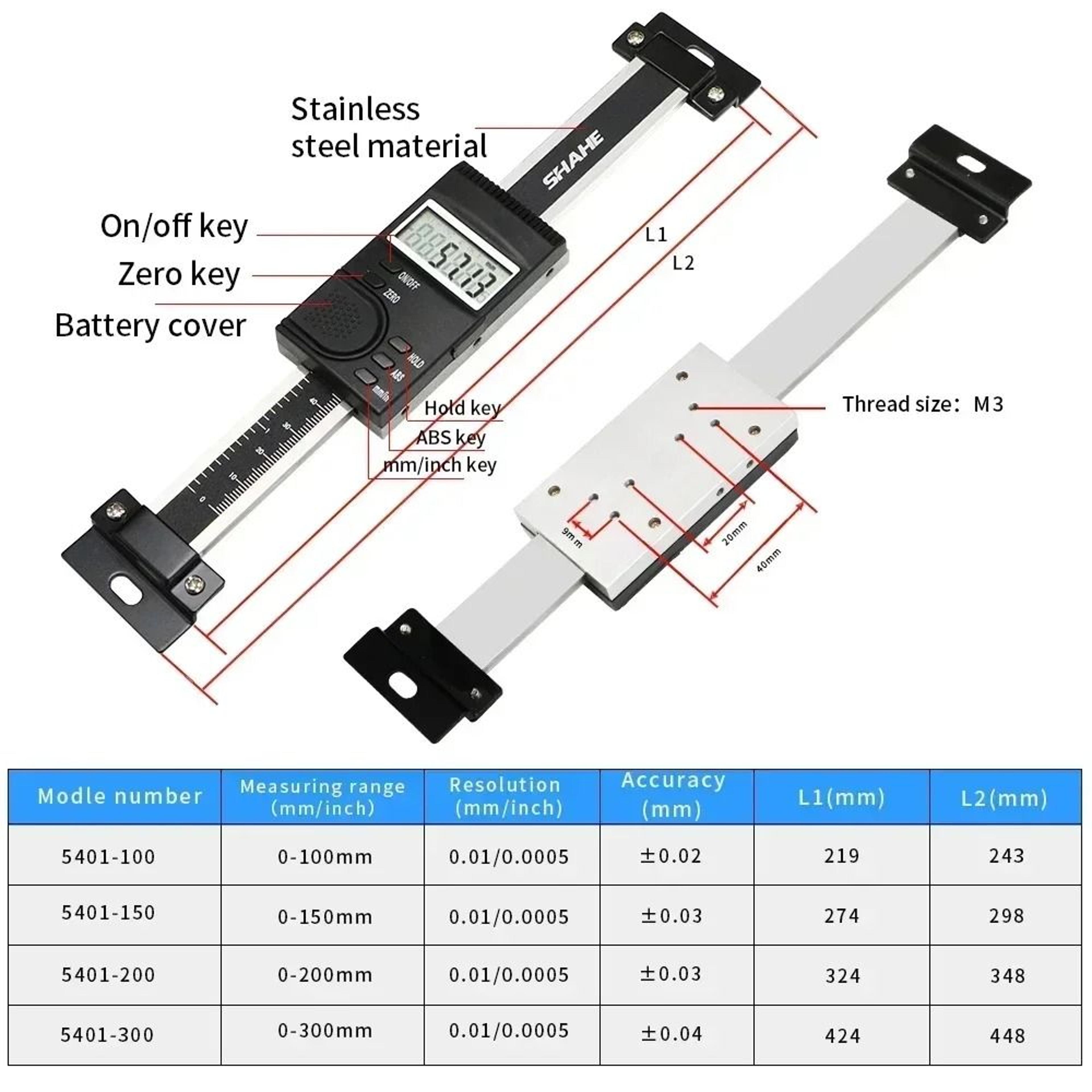 Vertical Digital Measuring Scale With Precision LCD Readout 3
