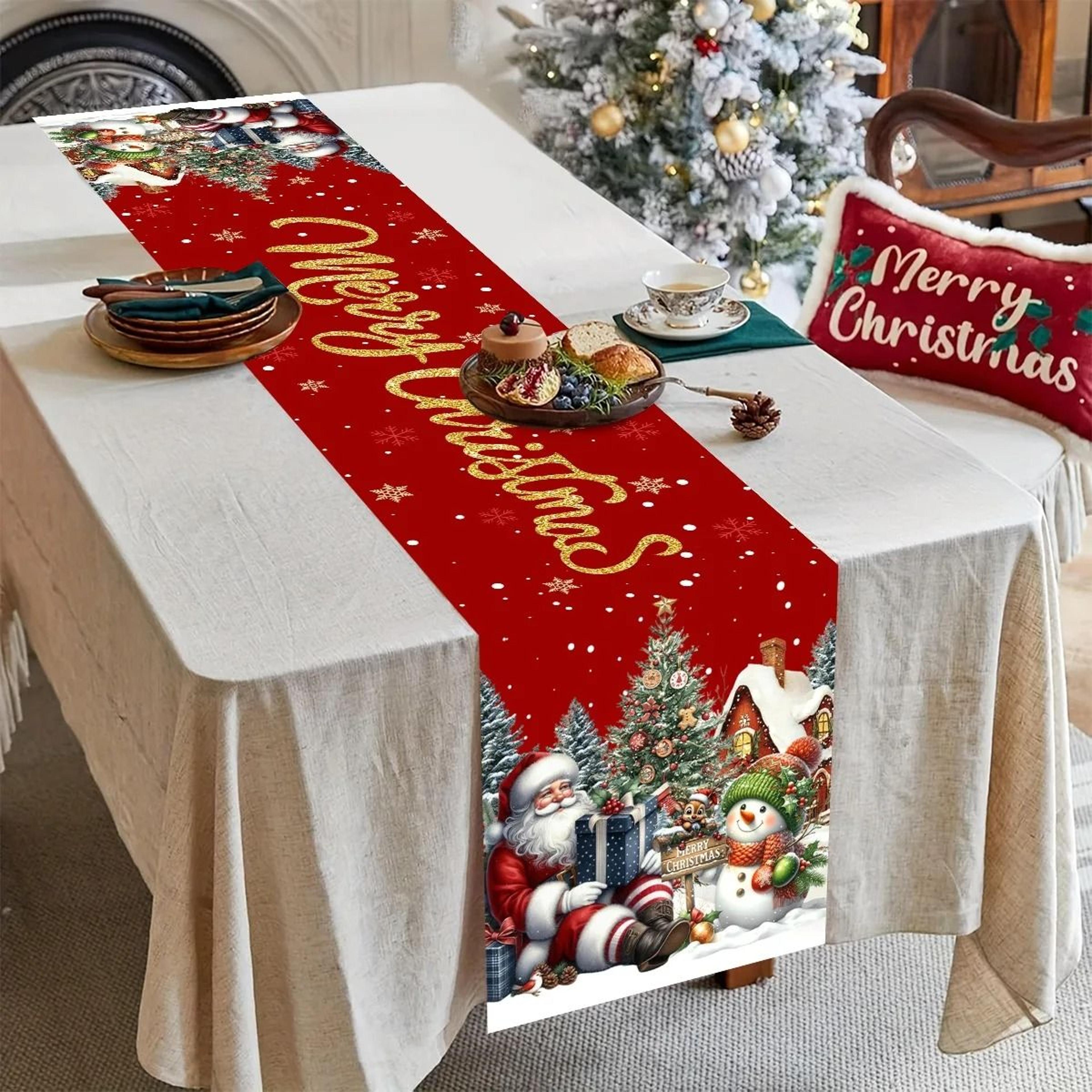 Festive Santa And Snowman Christmas Table Runner For Holiday Dining 5