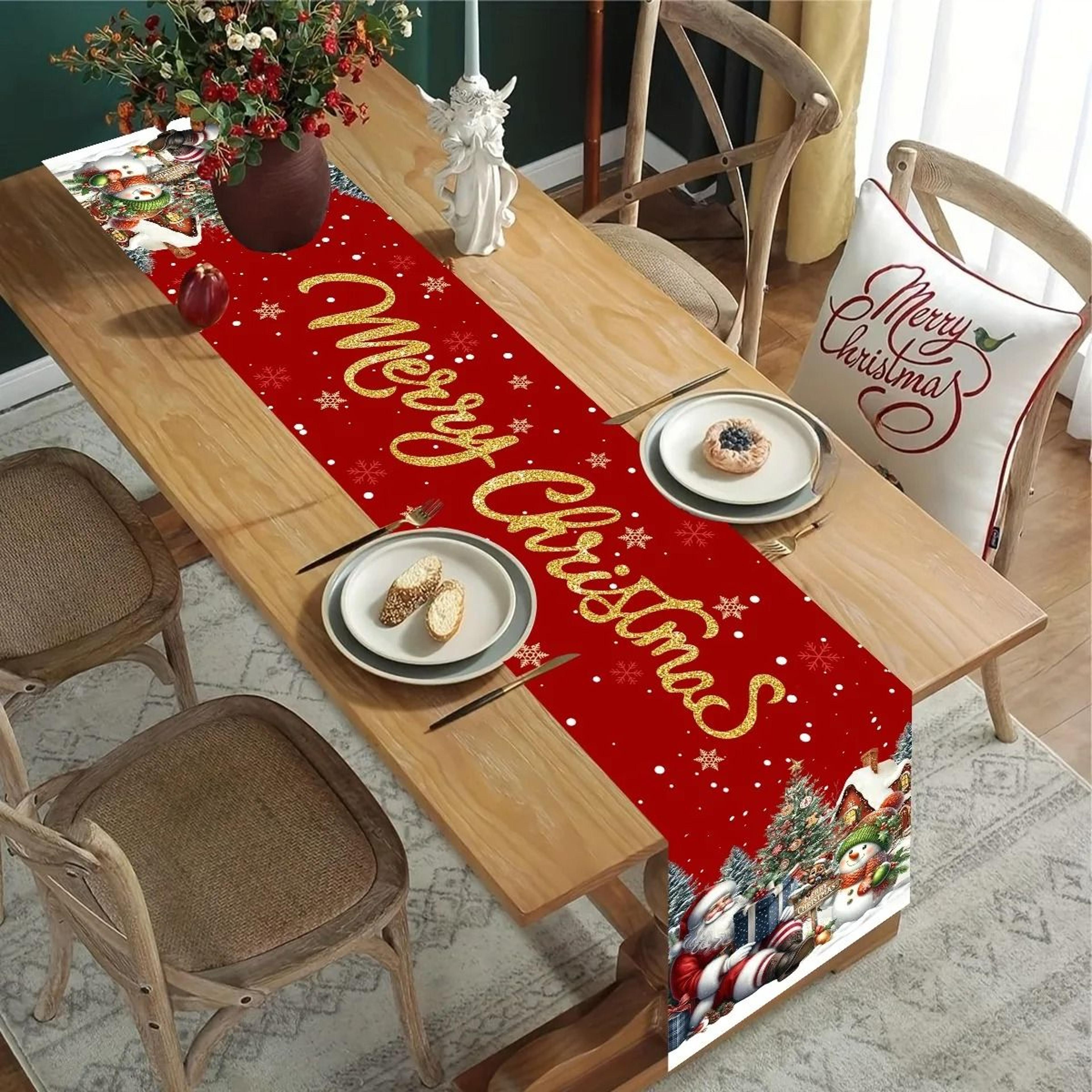 Festive Santa And Snowman Christmas Table Runner For Holiday Dining 4