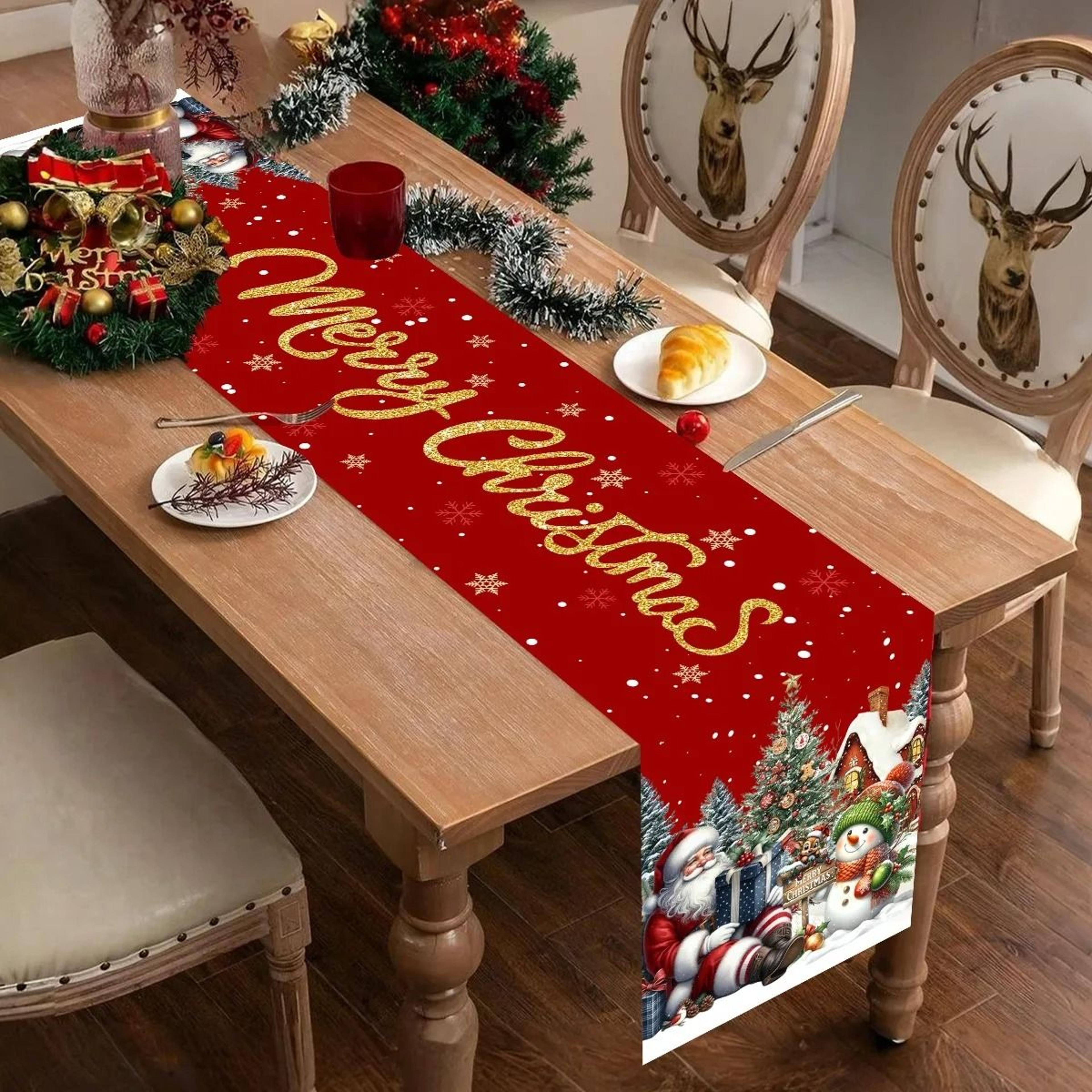 Festive Santa And Snowman Christmas Table Runner For Holiday Dining 6