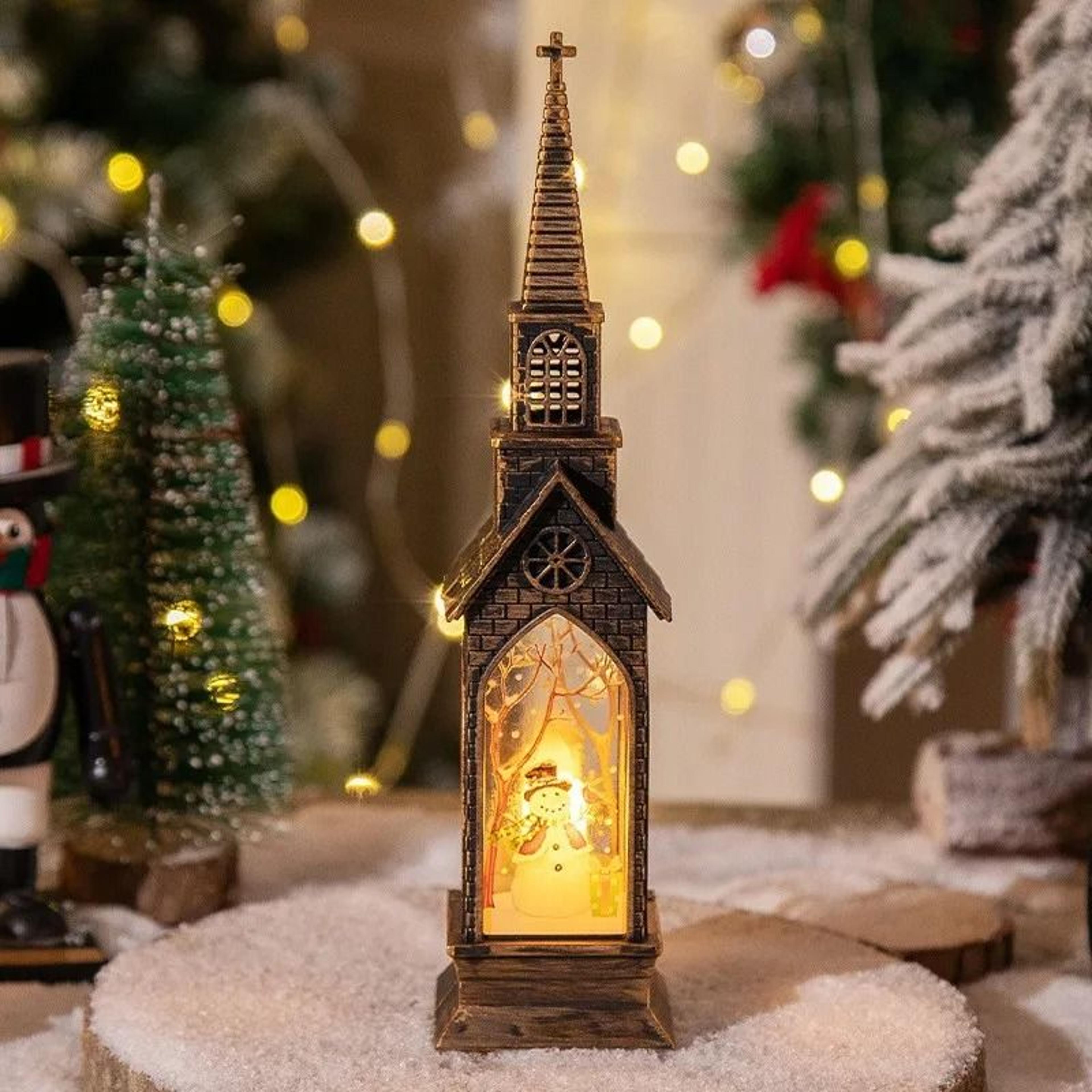 Festive Christmas LED Lantern Night Light With Santa And Snowman 4