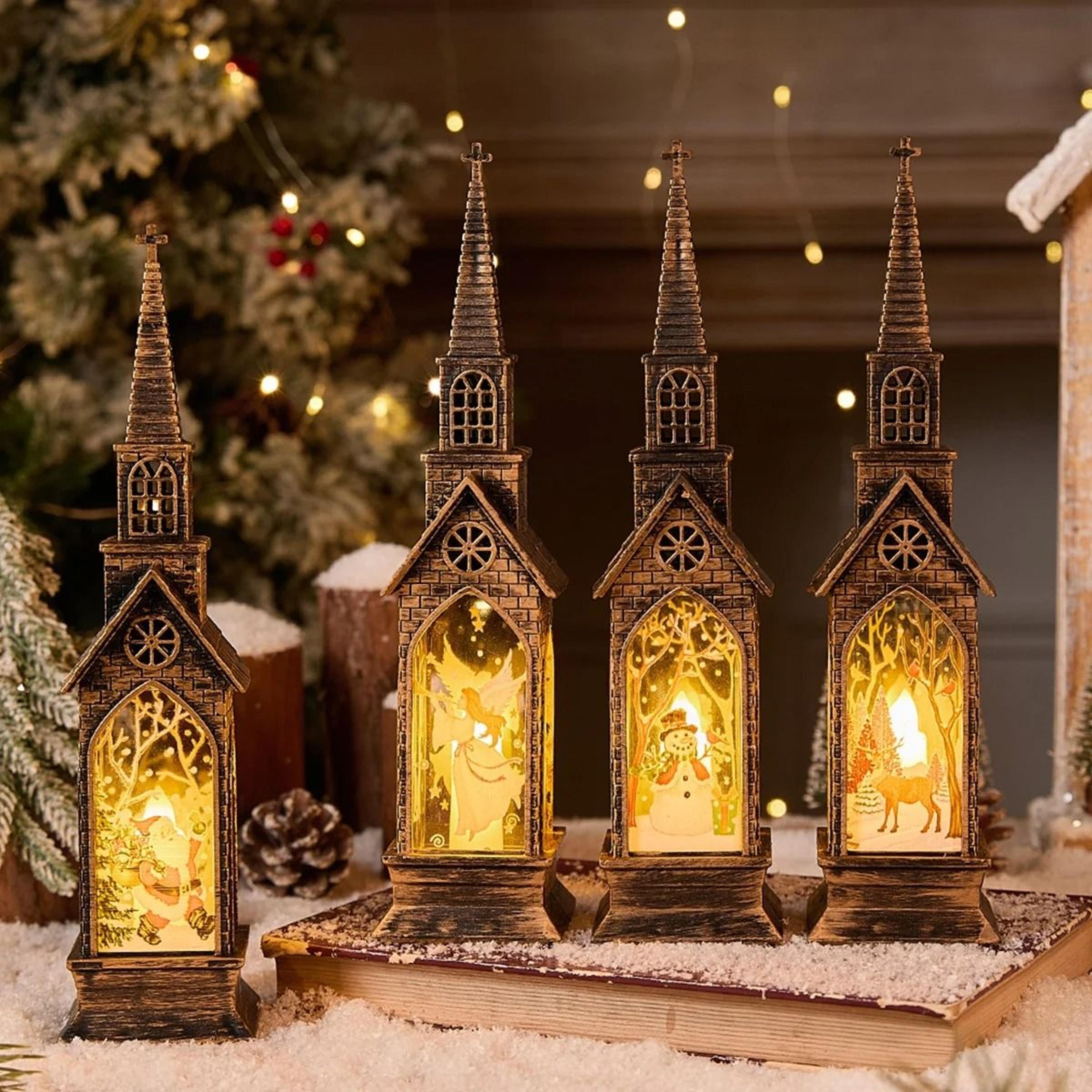 Festive Christmas LED Lantern Night Light With Santa And Snowman 5