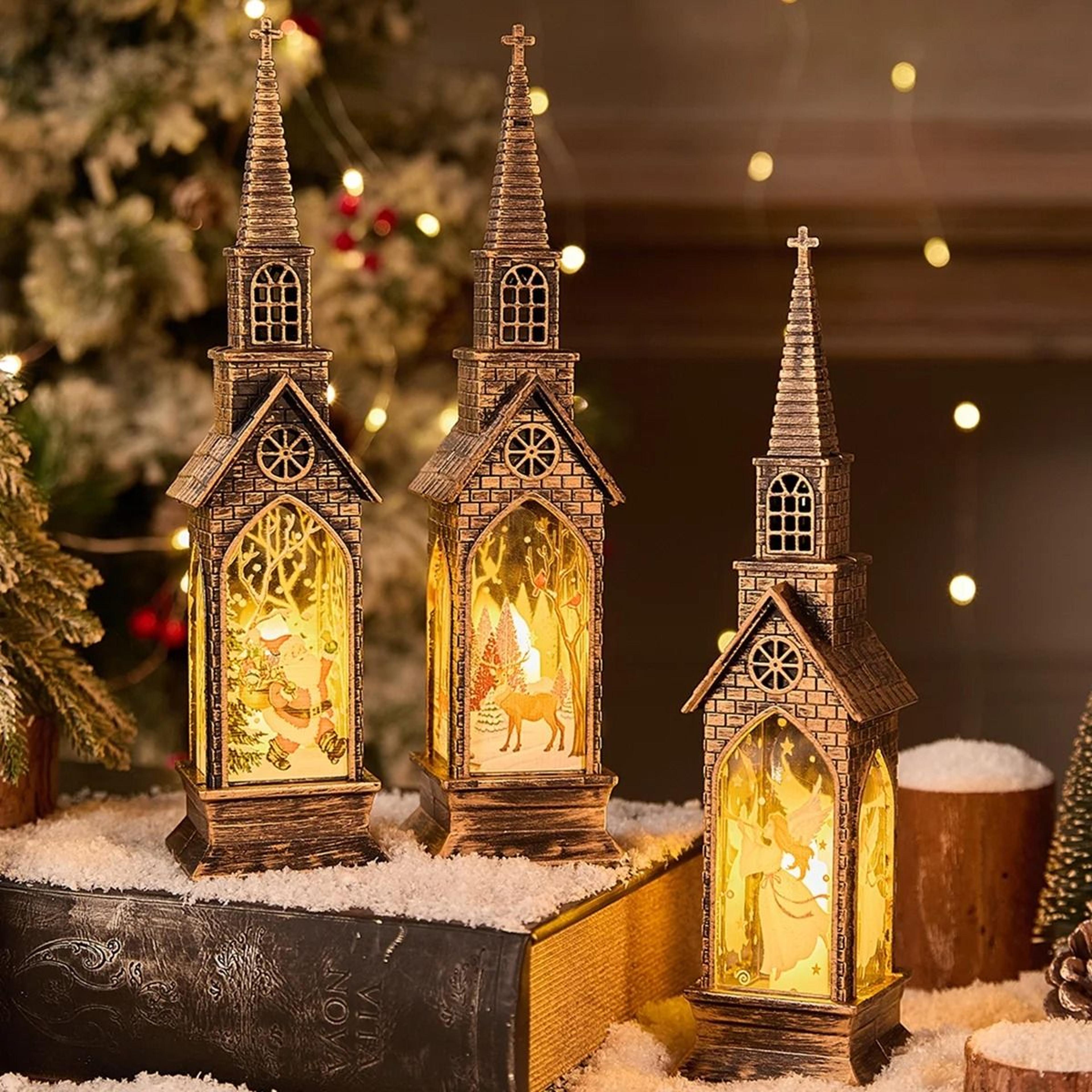 Festive Christmas LED Lantern Night Light With Santa And Snowman 8