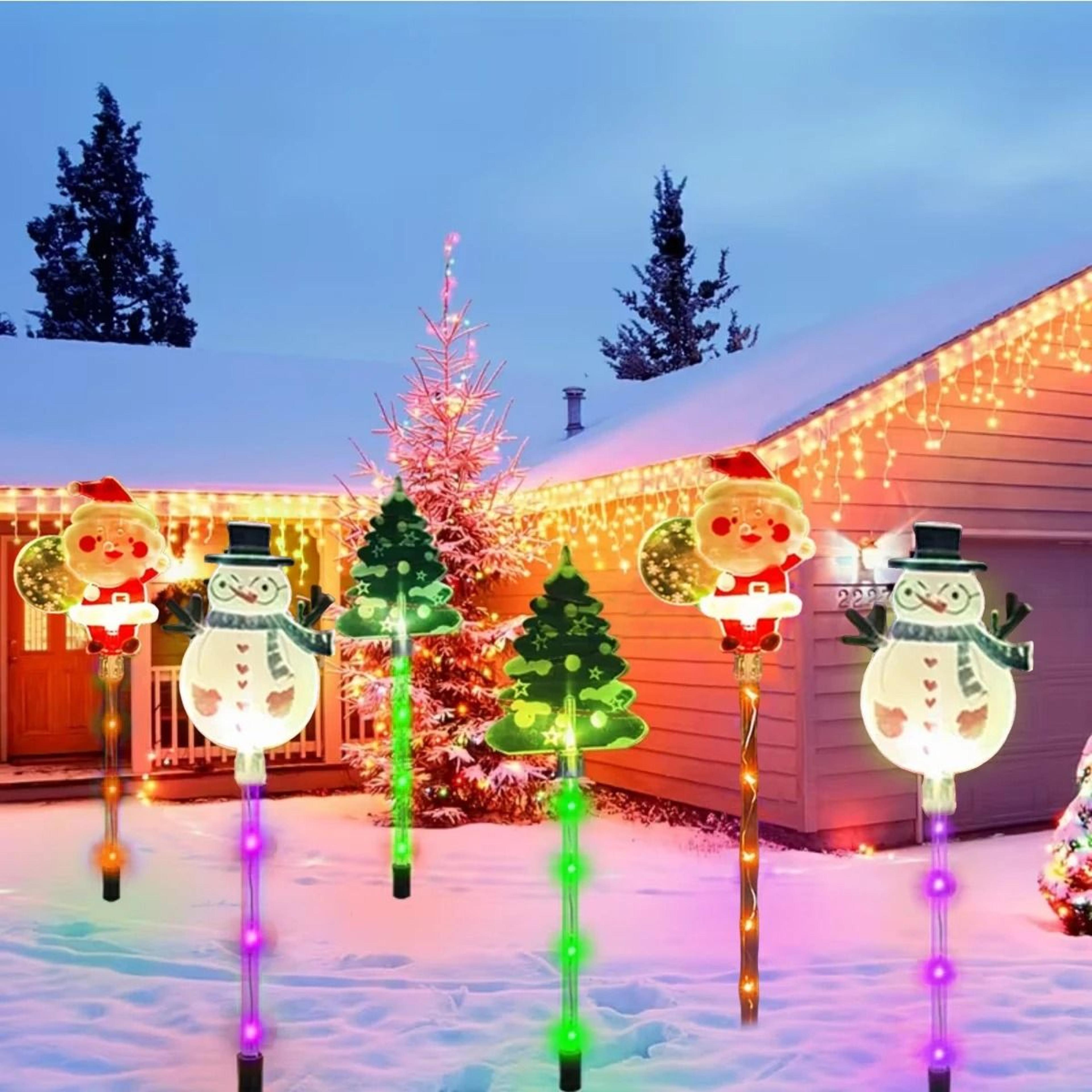 6 In 1 Solar Christmas Garden Lights With Santa Reindeer And Tree 4