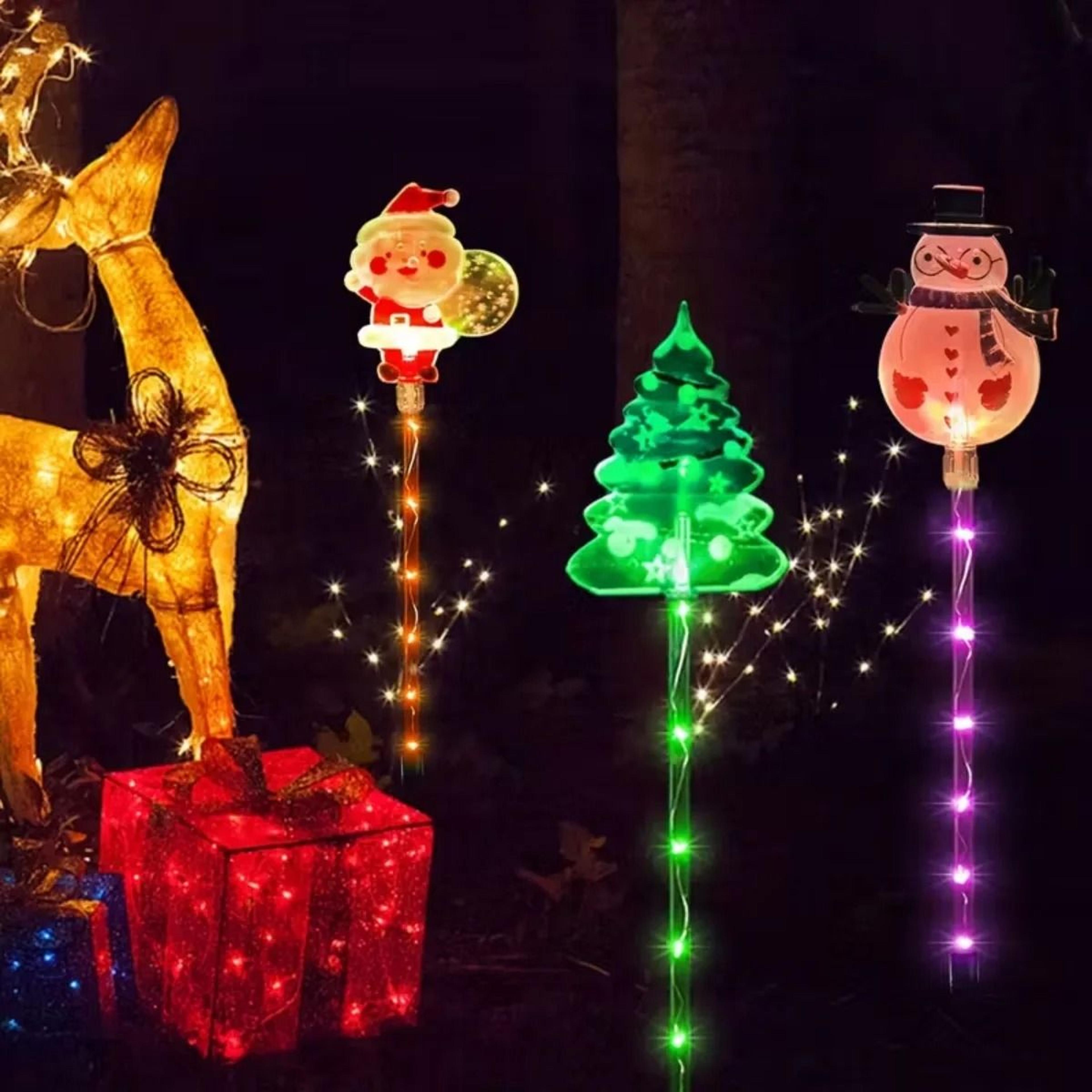 6 In 1 Solar Christmas Garden Lights With Santa Reindeer And Tree 2