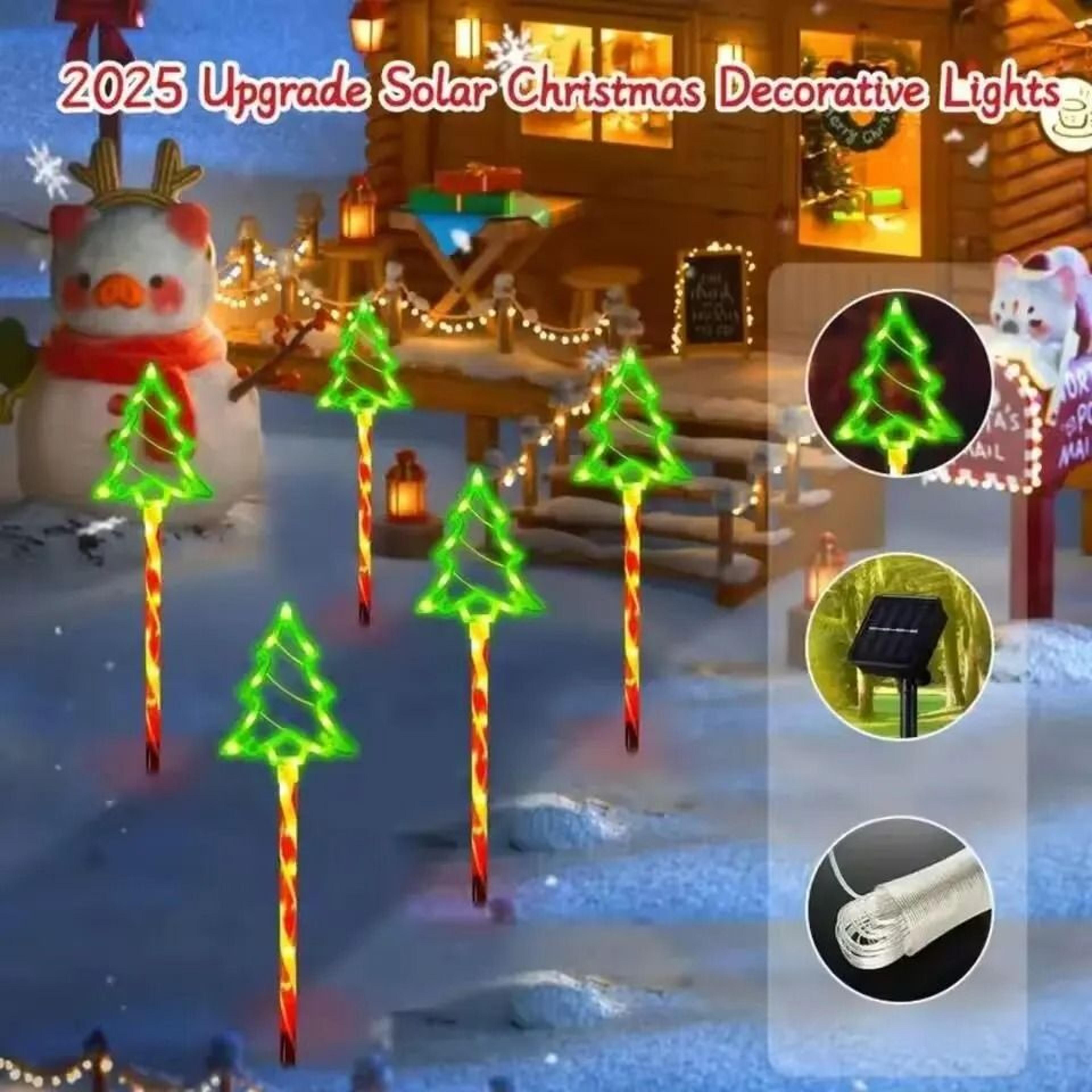 5Piece Solar Christmas Tree Stake Lights For Festive Outdoor Decor 7