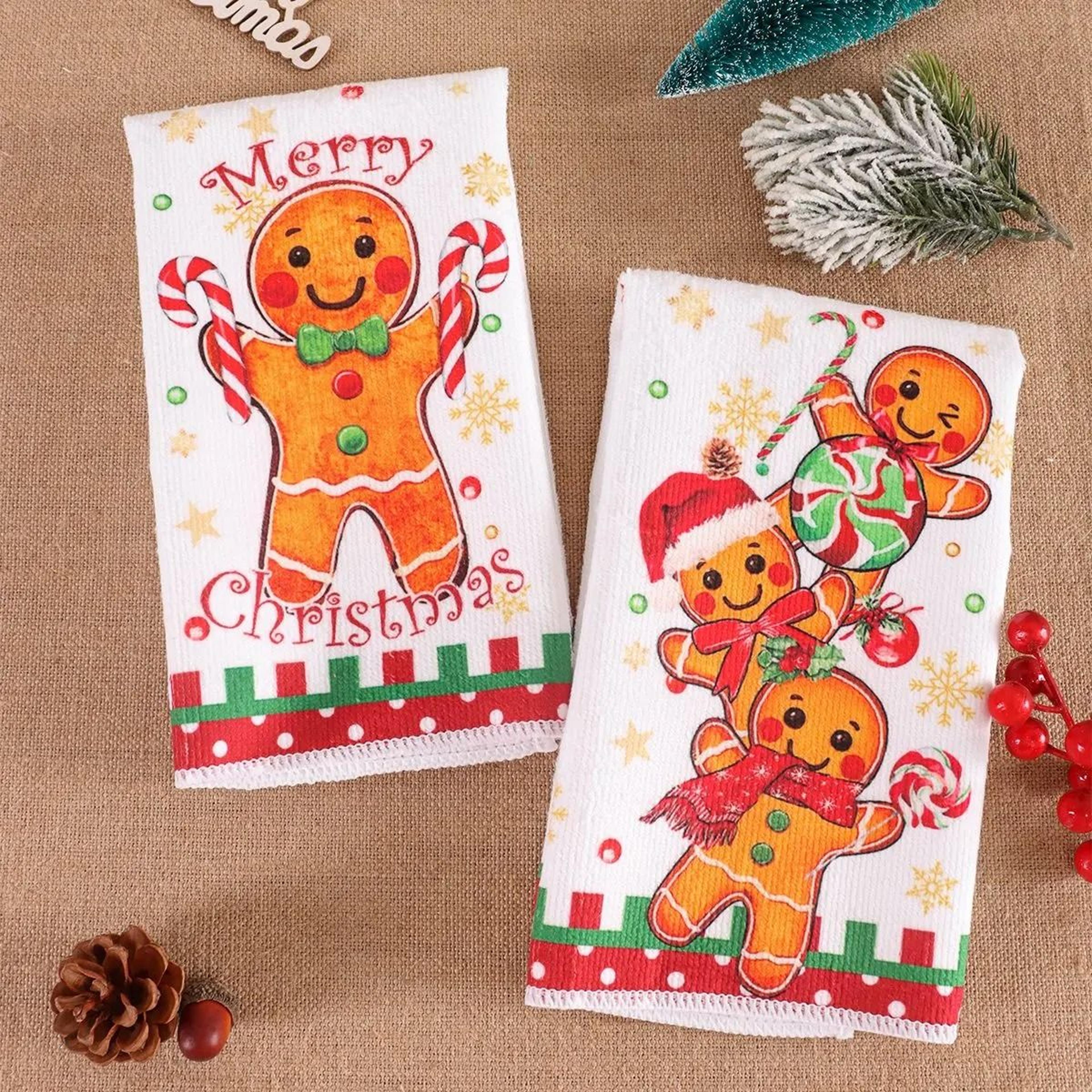 Festive Gingerbread Christmas Kitchen Towels For Holiday Home Decor 4