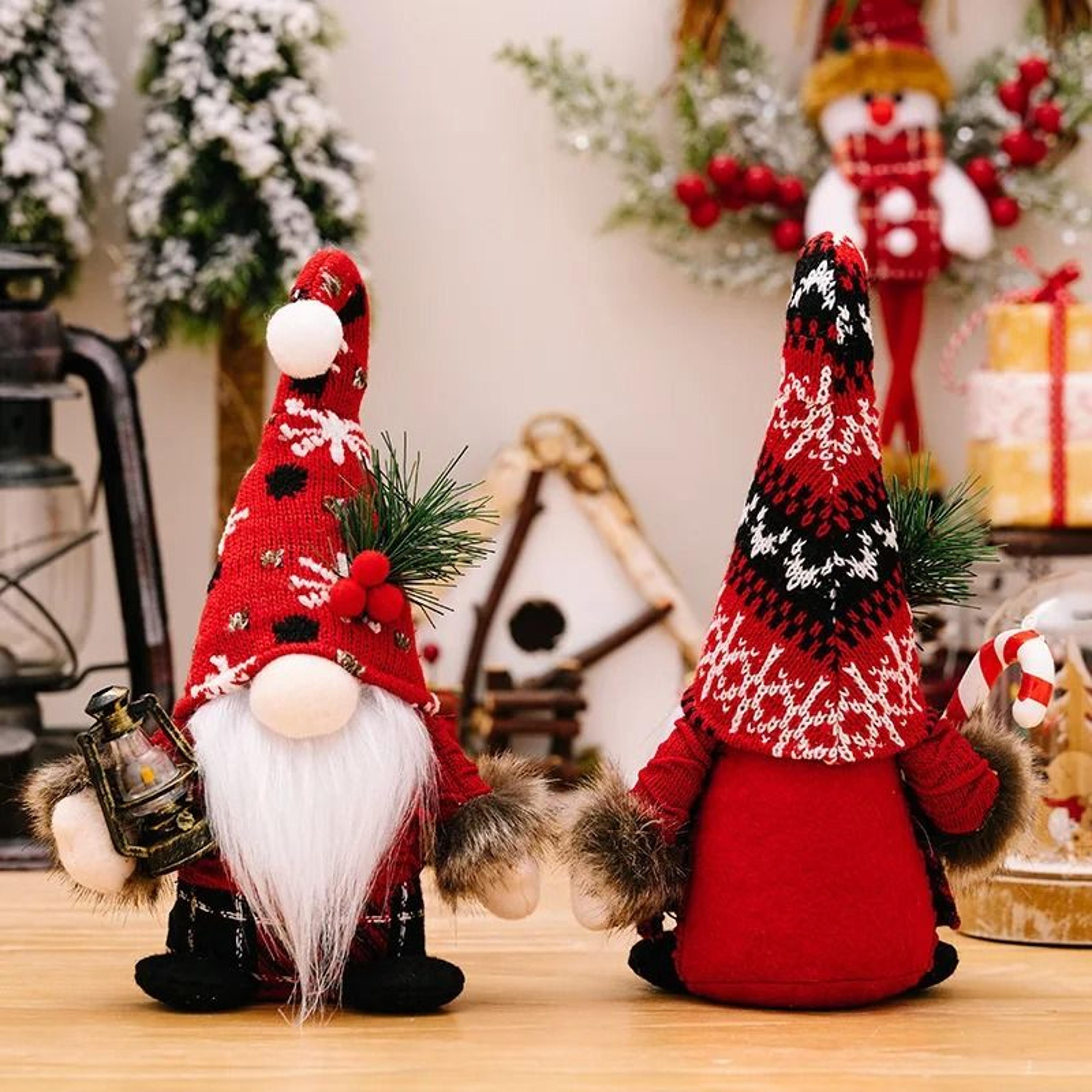 Festive Red Christmas Gnome Doll With Knitted Hat And Fluffy Beard 6
