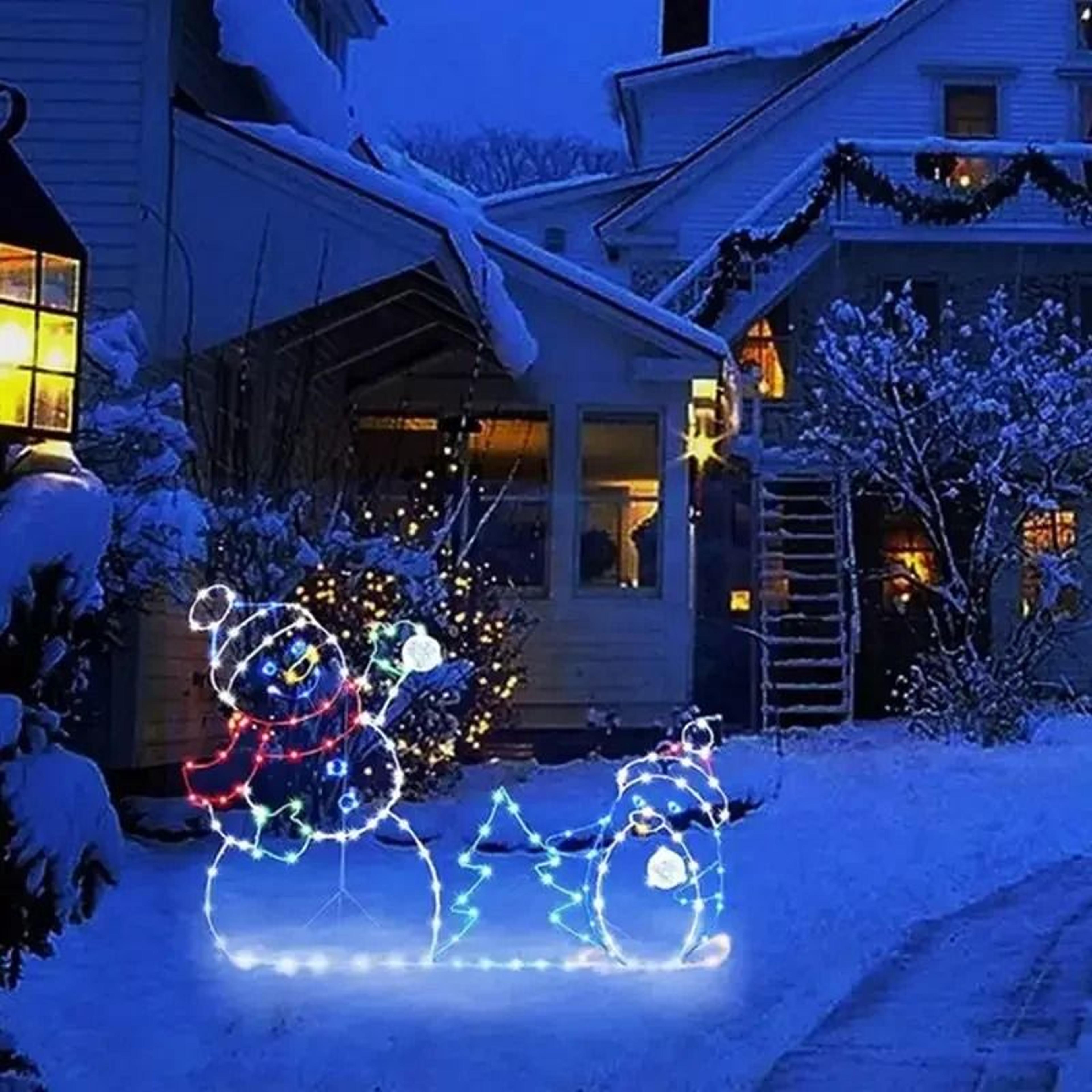 Animated LED Snowman Christmas Ornament With Sparkling Glitter Lights 4