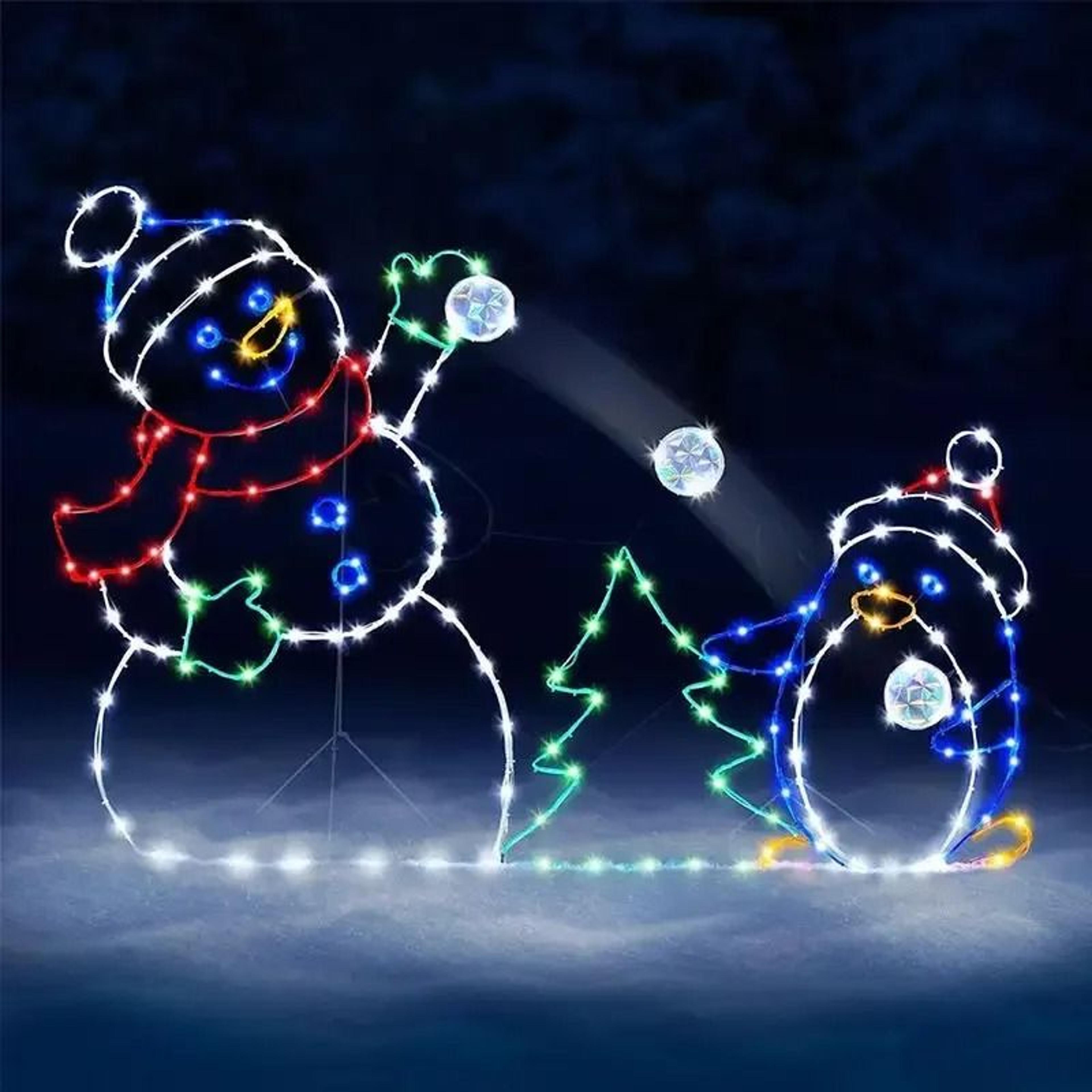 Animated LED Snowman Christmas Ornament With Sparkling Glitter Lights 2