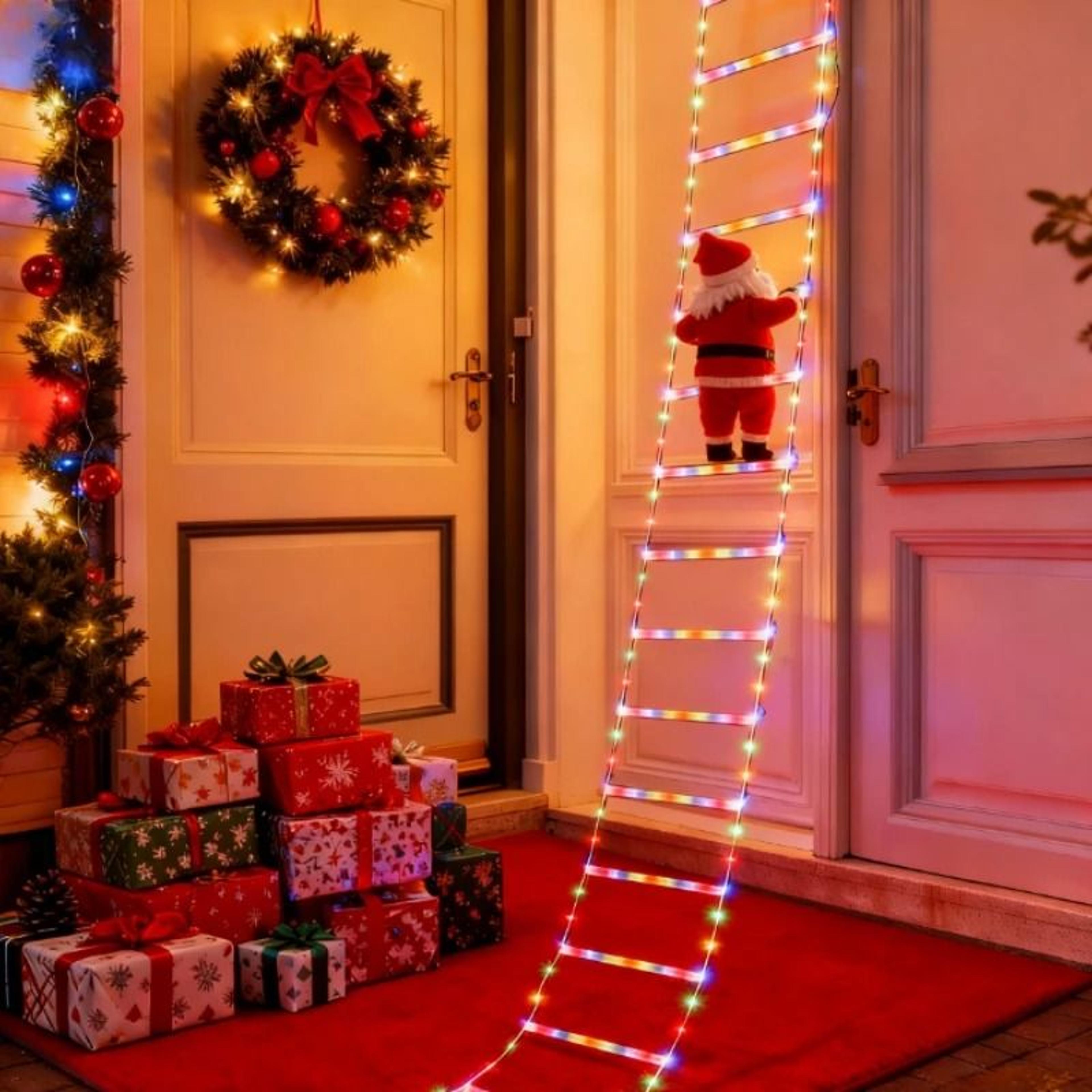3M Climbing Santa Christmas Ladder Fairy Lights For Festive Home Decor 6