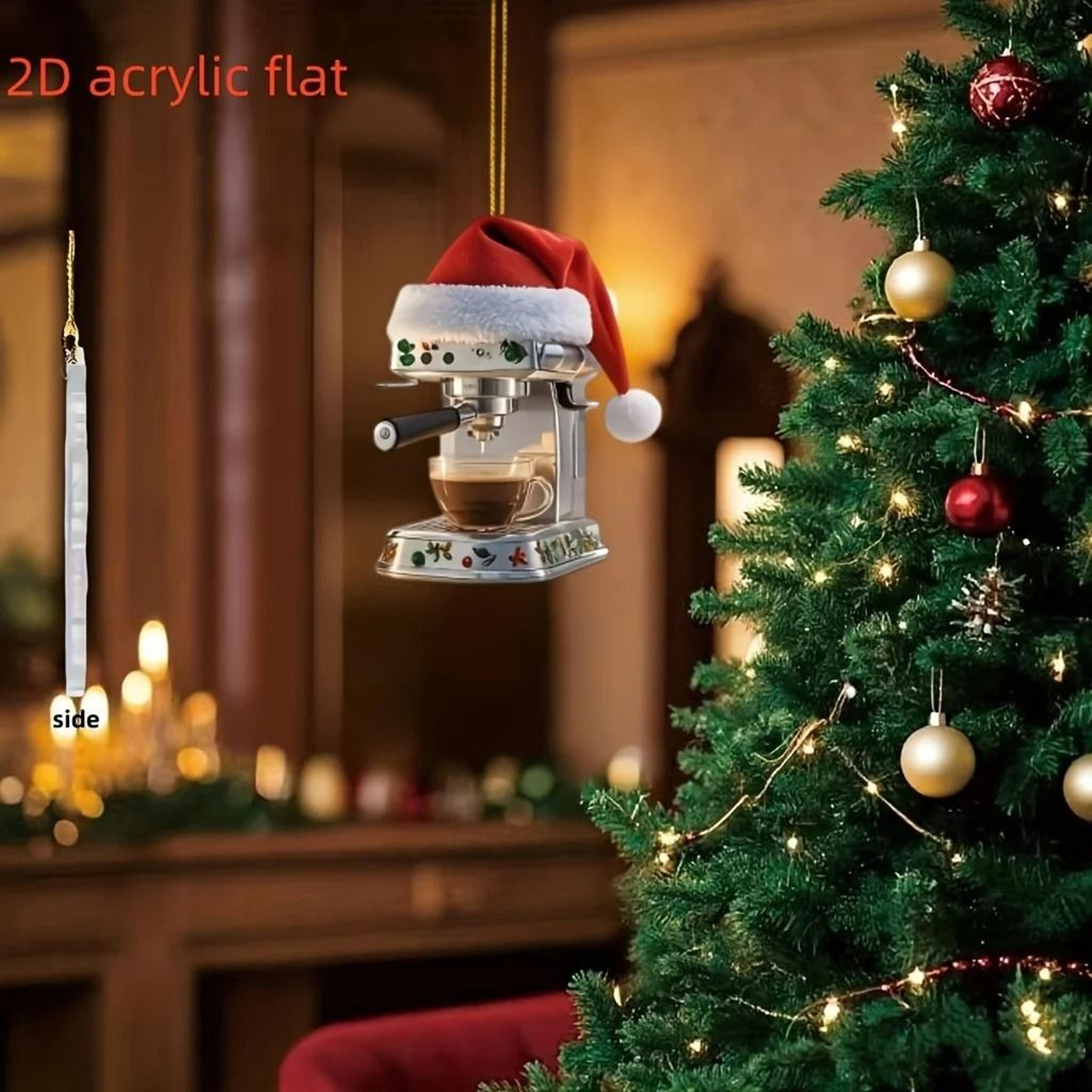 3Piece Acrylic Coffee Machine Christmas Ornaments For Coffee Lovers 1