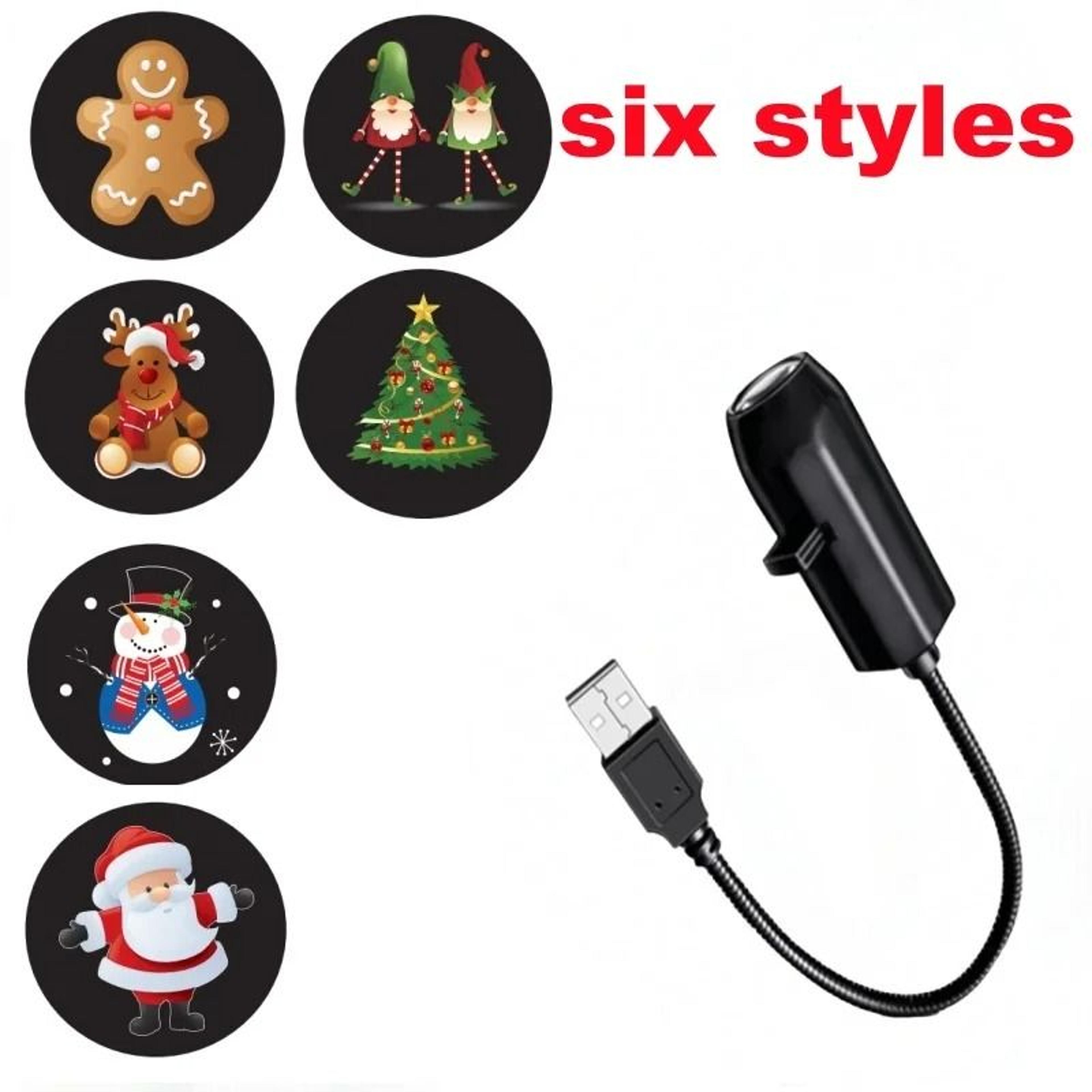 USB Christmas LED Projector Night Light With Santa And Reindeer Patterns 3