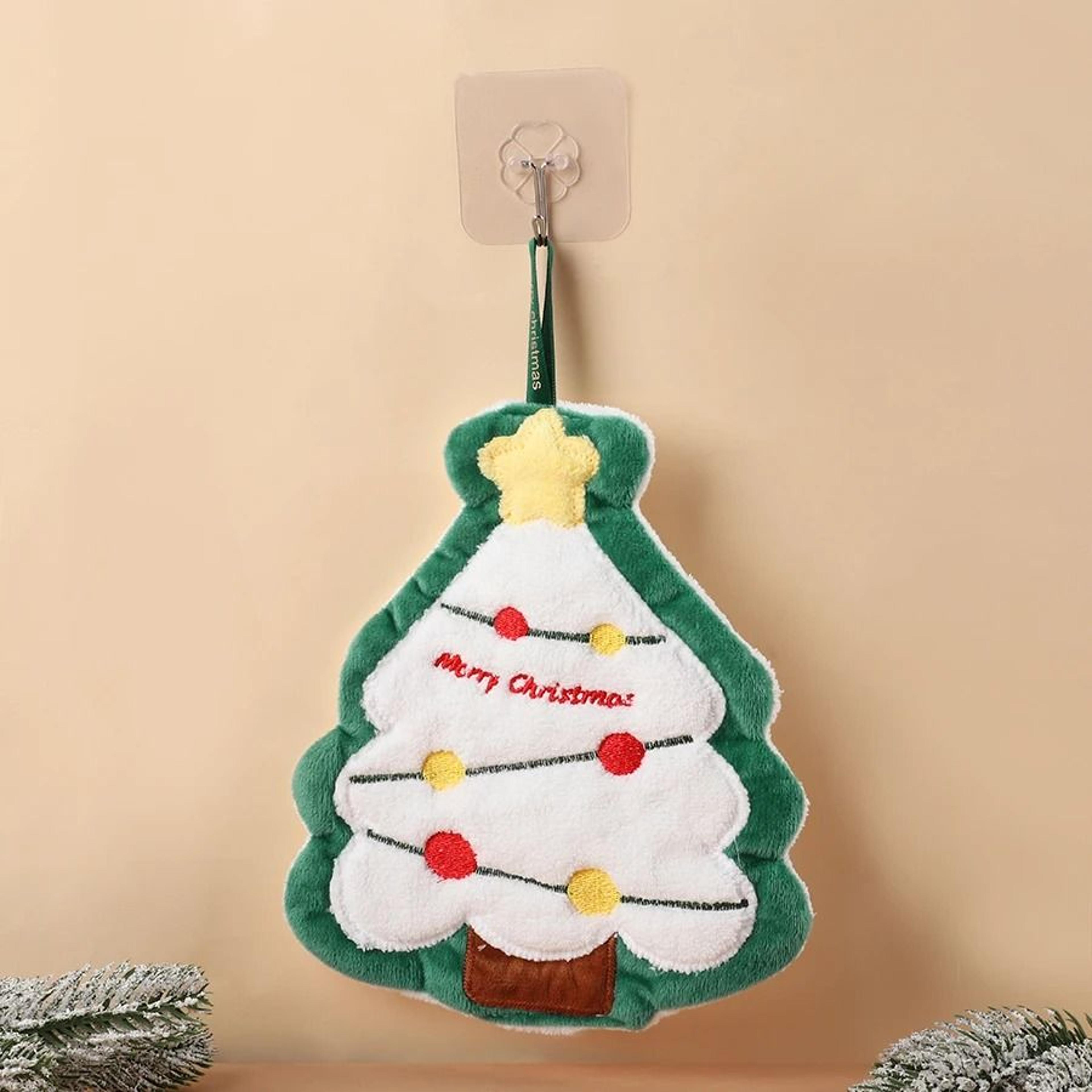 Cute Christmas Coral Fleece Hand Towel With Gingerbread And Snowman Designs 1