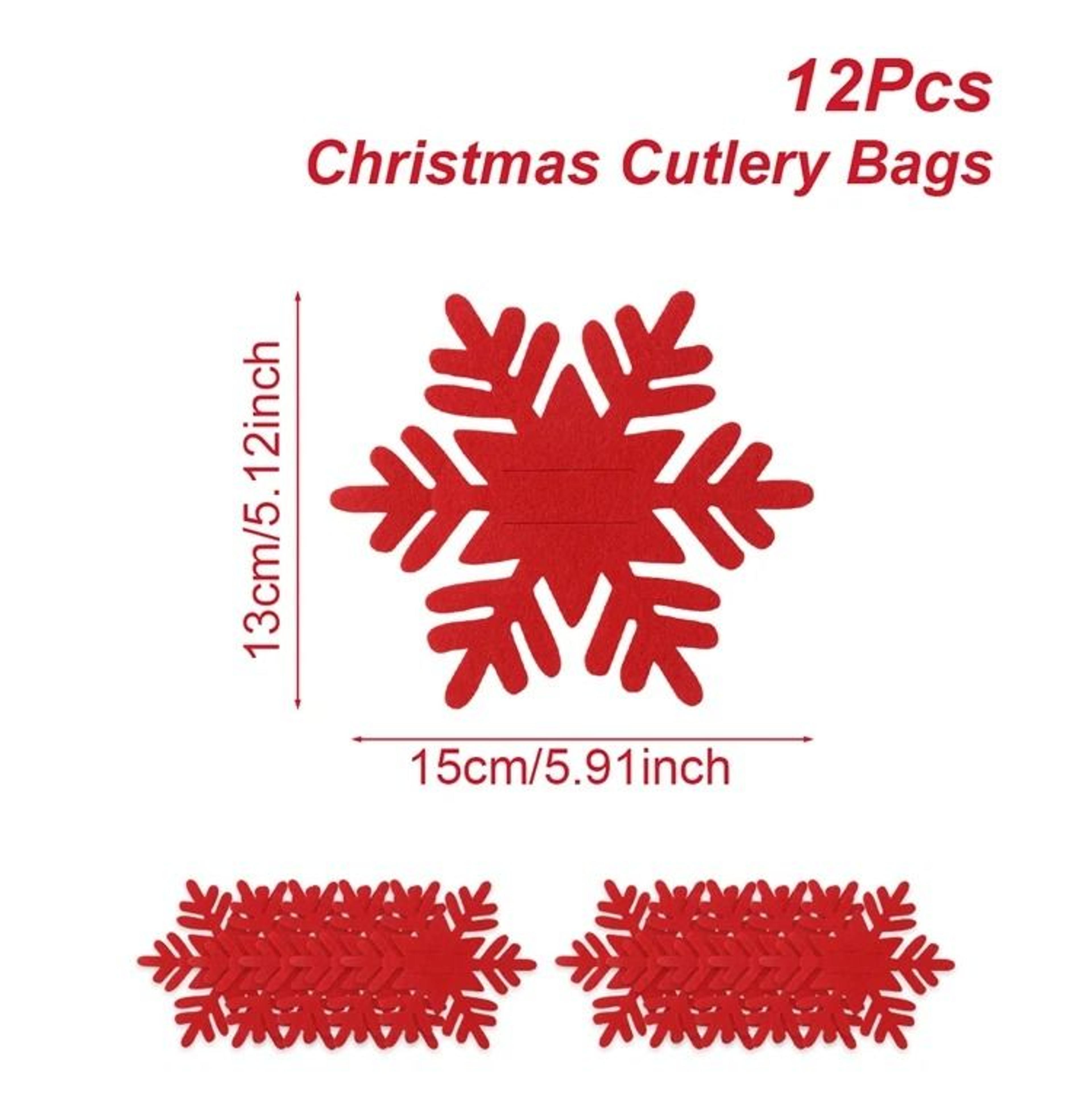 12Piece Christmas Felt Cutlery Holders With Tree And Snowflake Designs 2