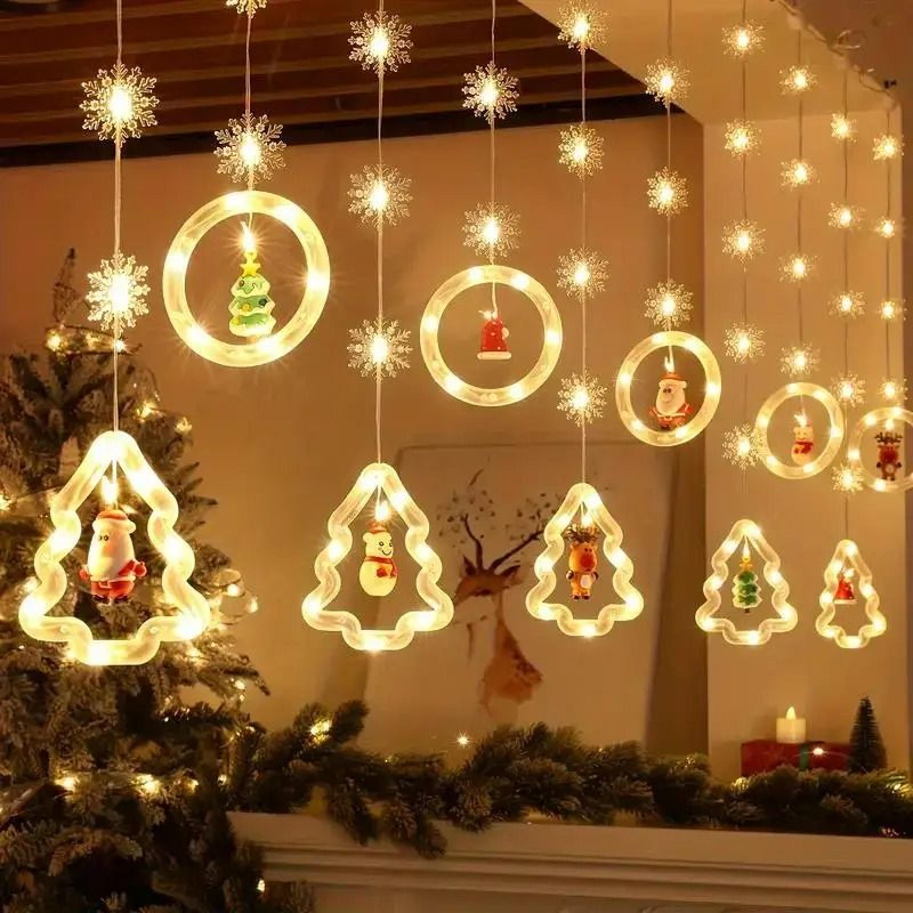 Santa Claus LED Christmas Curtain Lights With Remote And 8 Lighting Modes 6