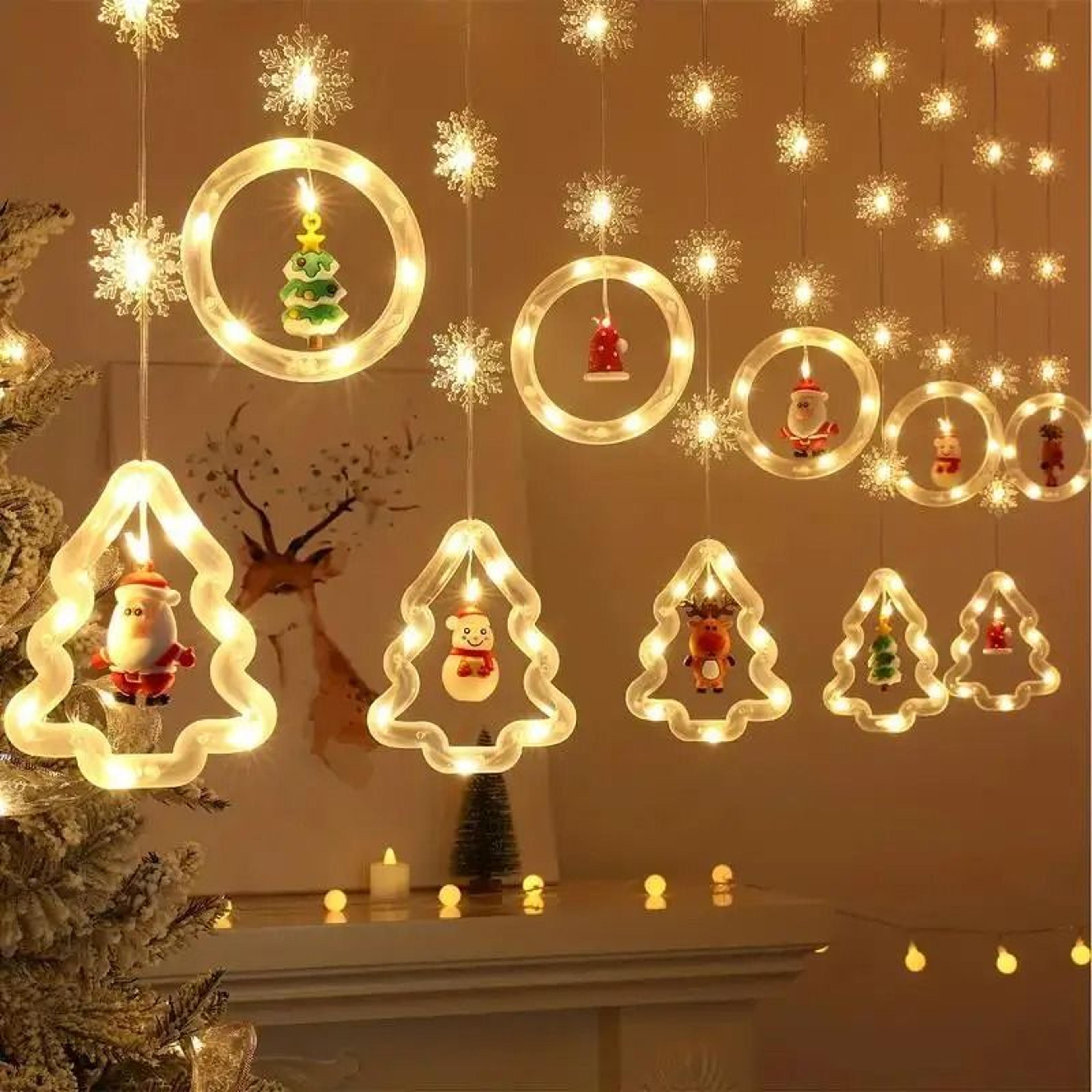 Santa Claus LED Christmas Curtain Lights With Remote And 8 Lighting Modes 3