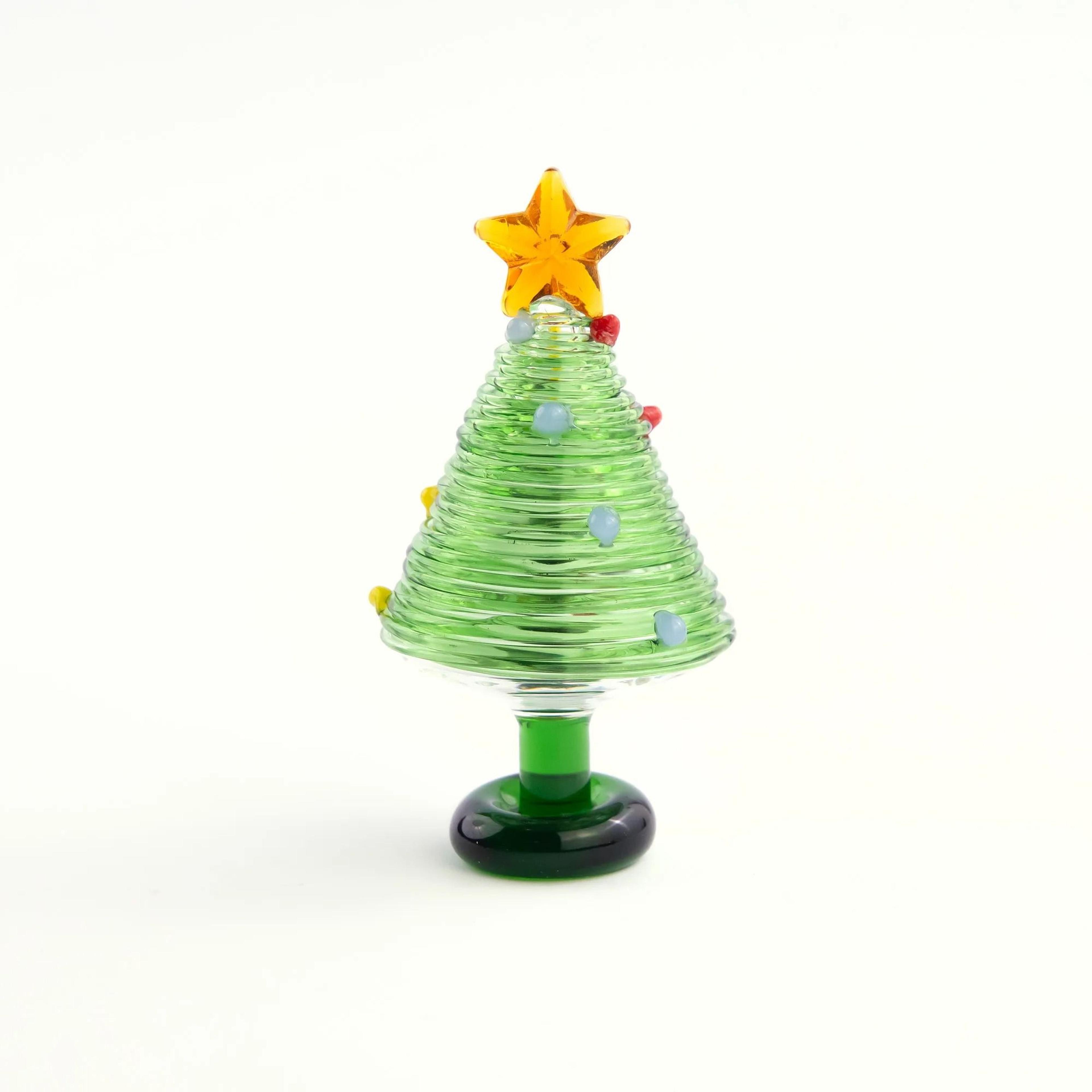HandBlown Glass Christmas Tree Figurine With Star Topper 5