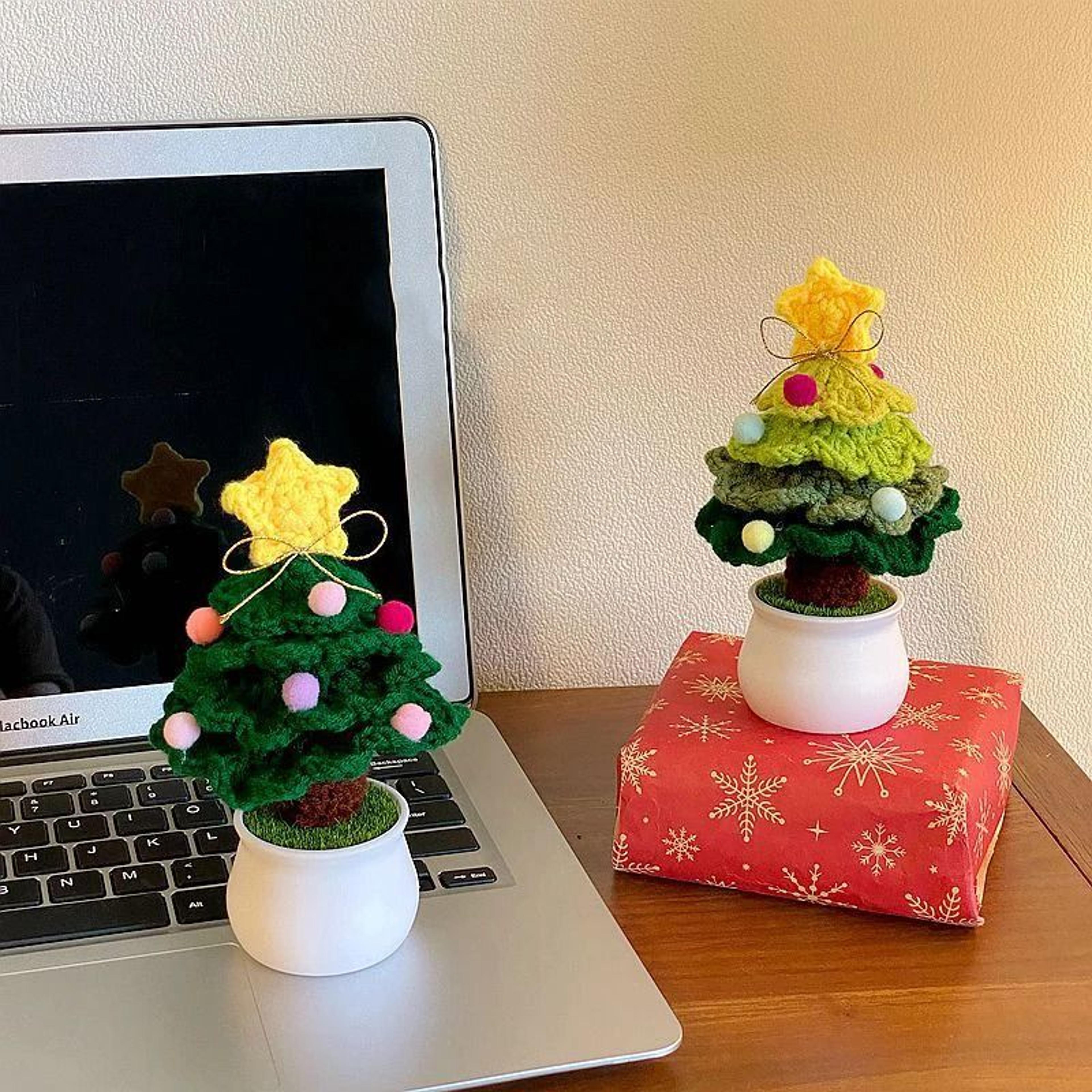 Handmade Crochet Christmas Tree Ornament For Cozy Holiday Tabletop Decor 9
