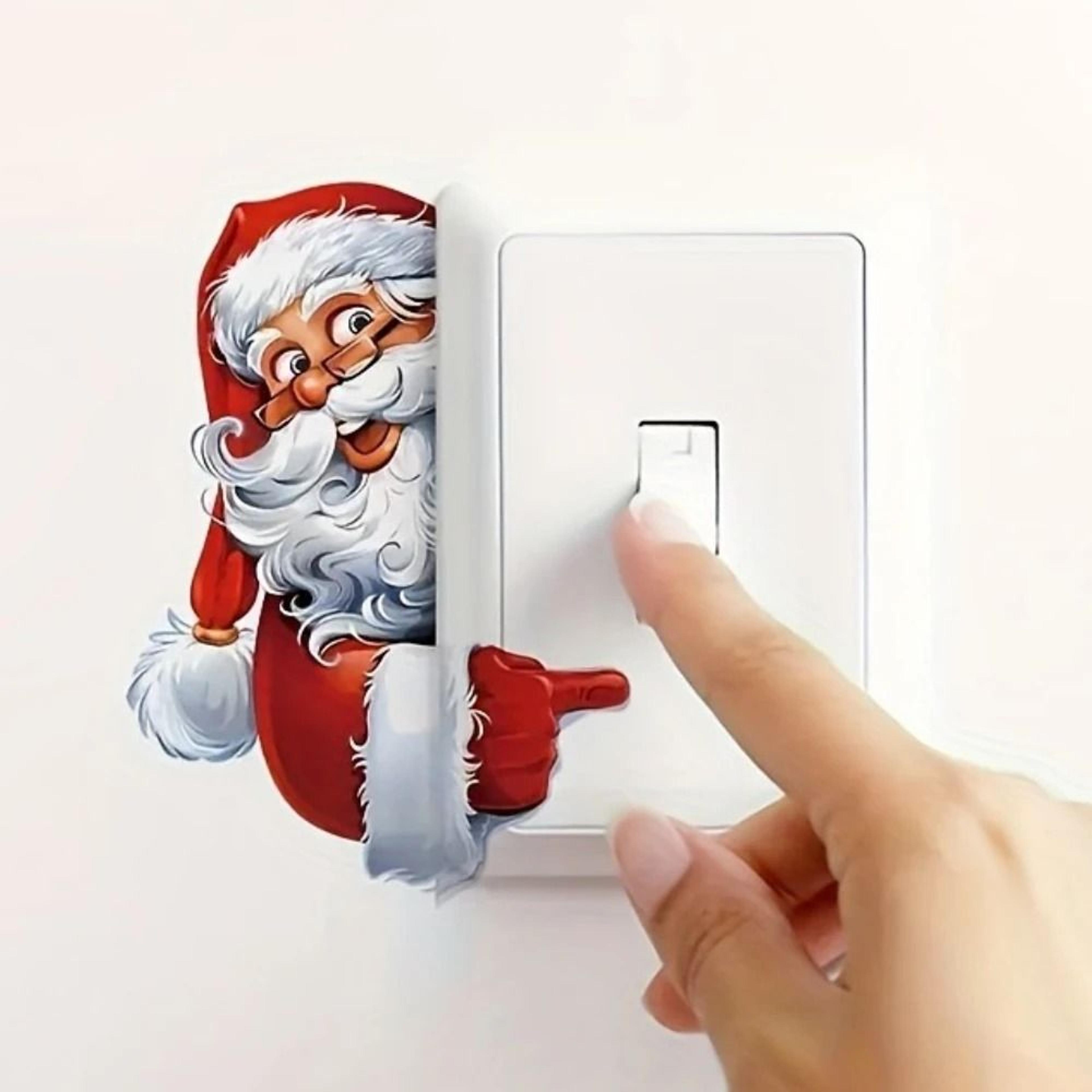 Cute Santa And Snowman Christmas Light Switch Wall Stickers 6