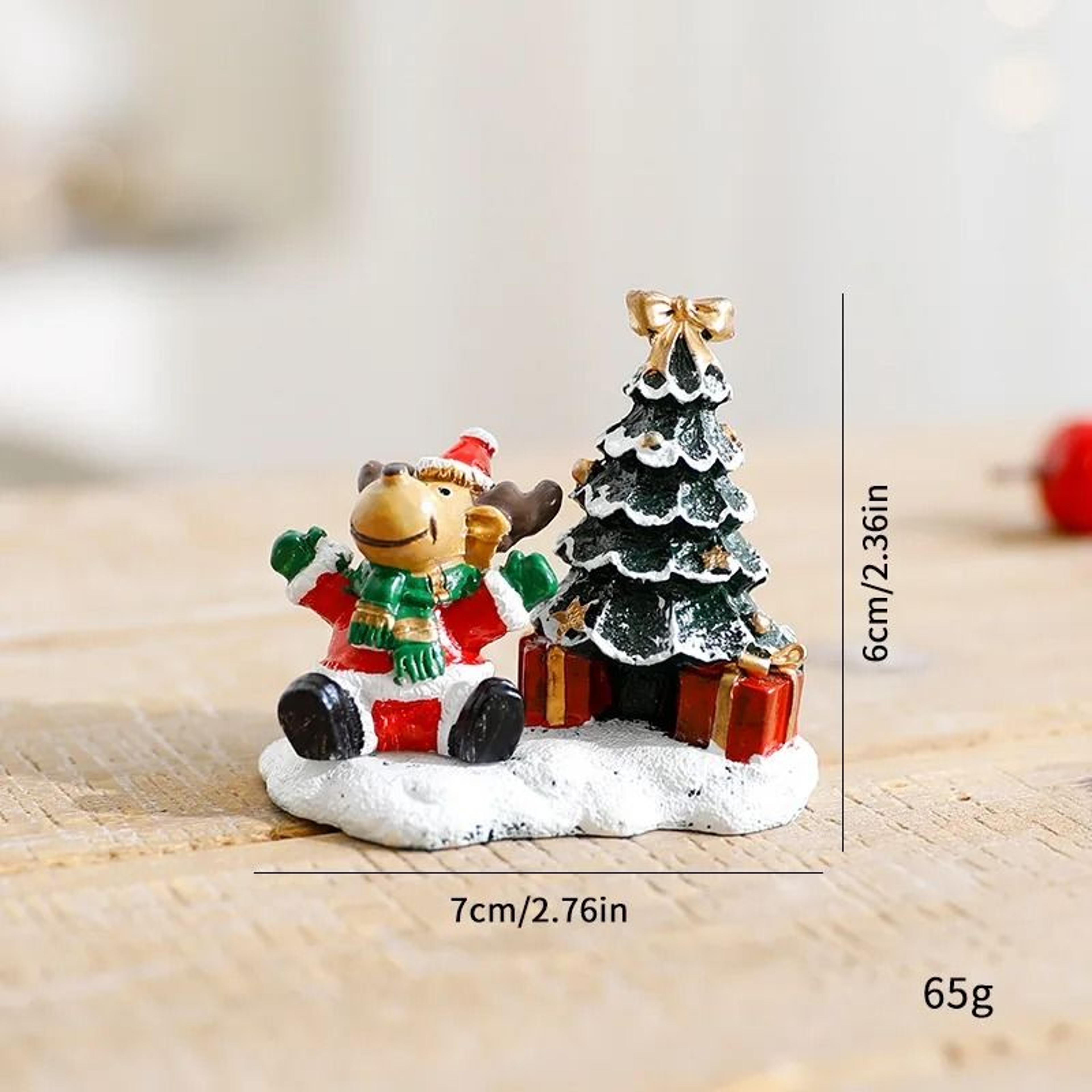 Mini Christmas Village Figurine With Snowman Reindeer And Winter House 3