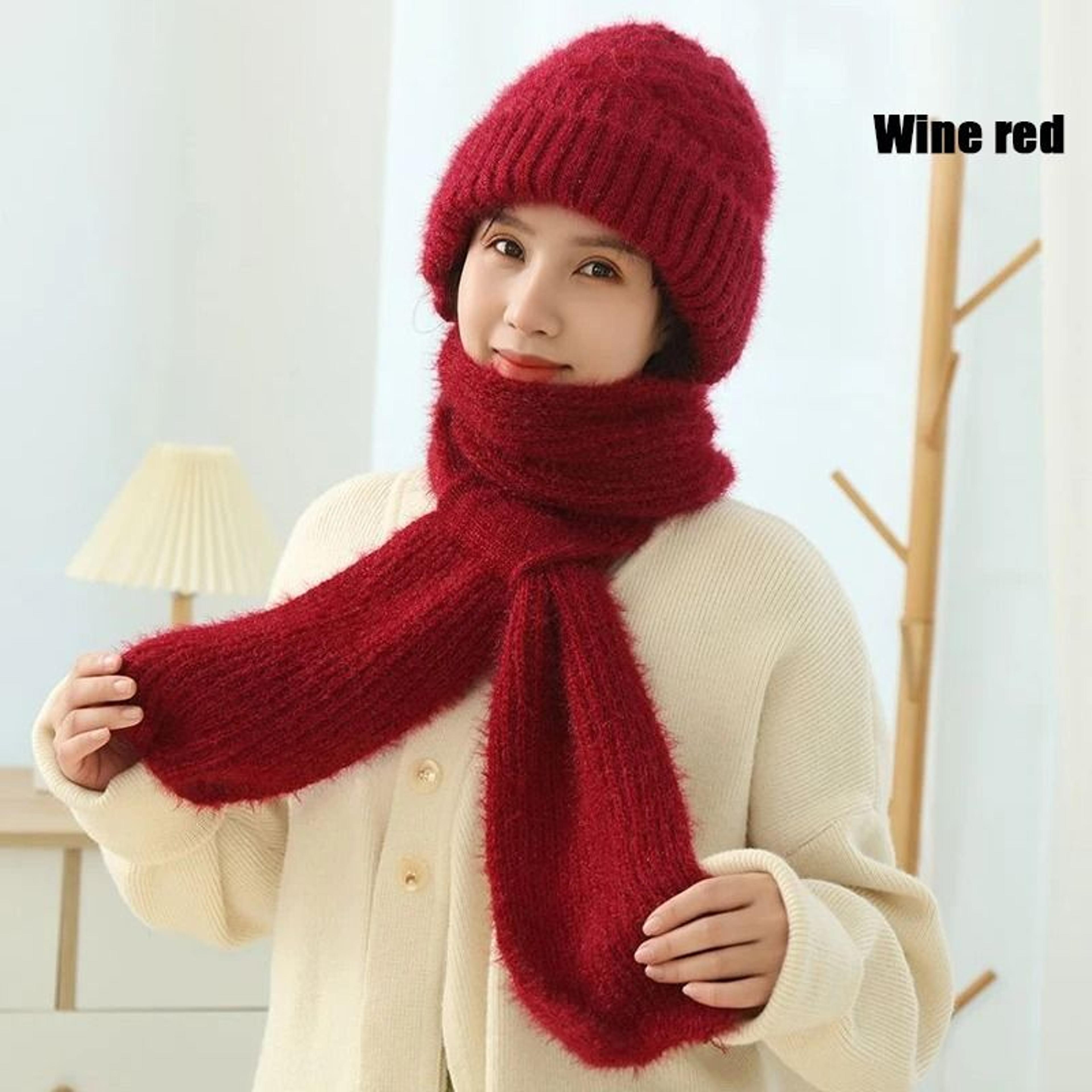 Womens Thickened Knit Winter Hat And Scarf Combo For Cozy Warmth 5