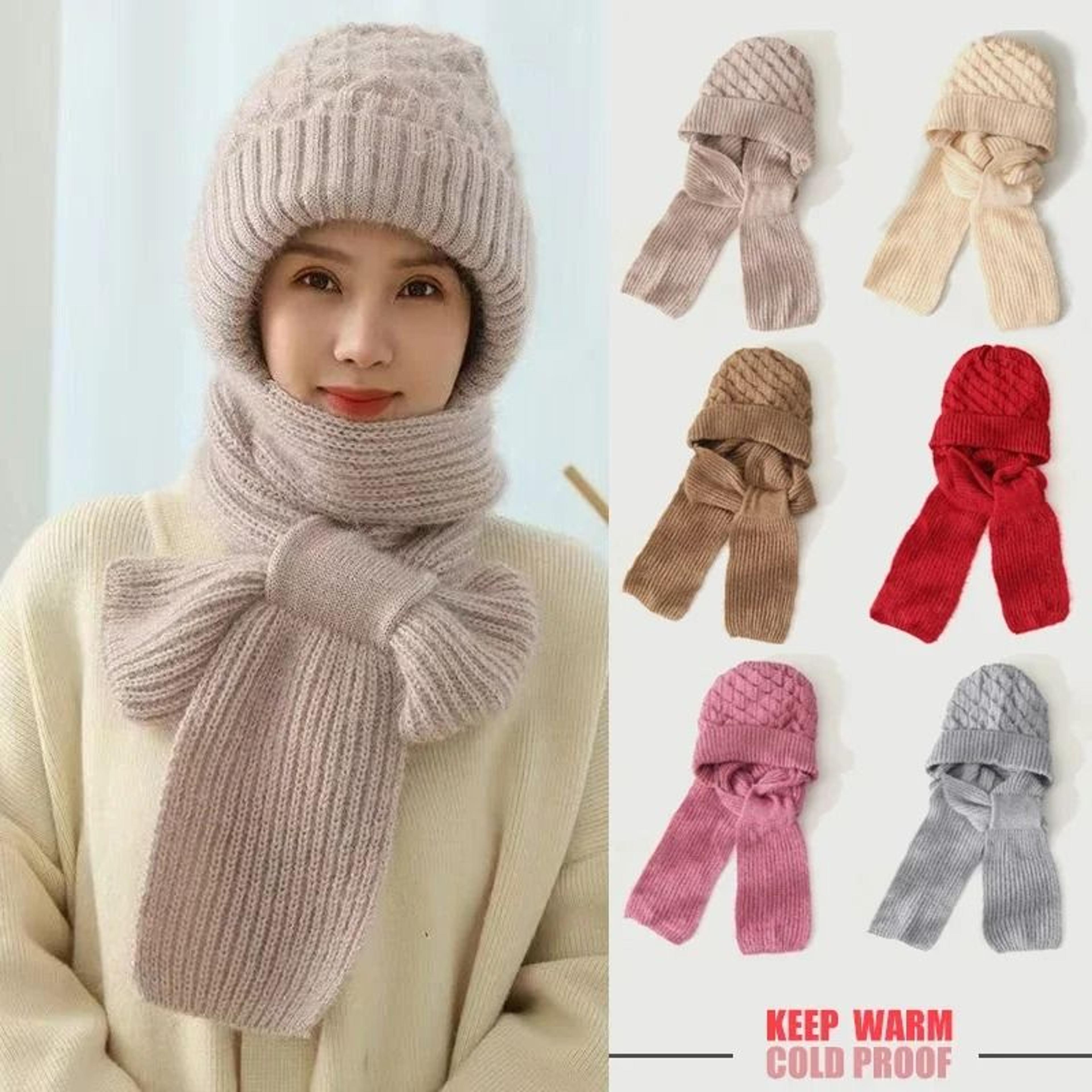 women's thickened knit winter hat and scarf combo for cozy warmth