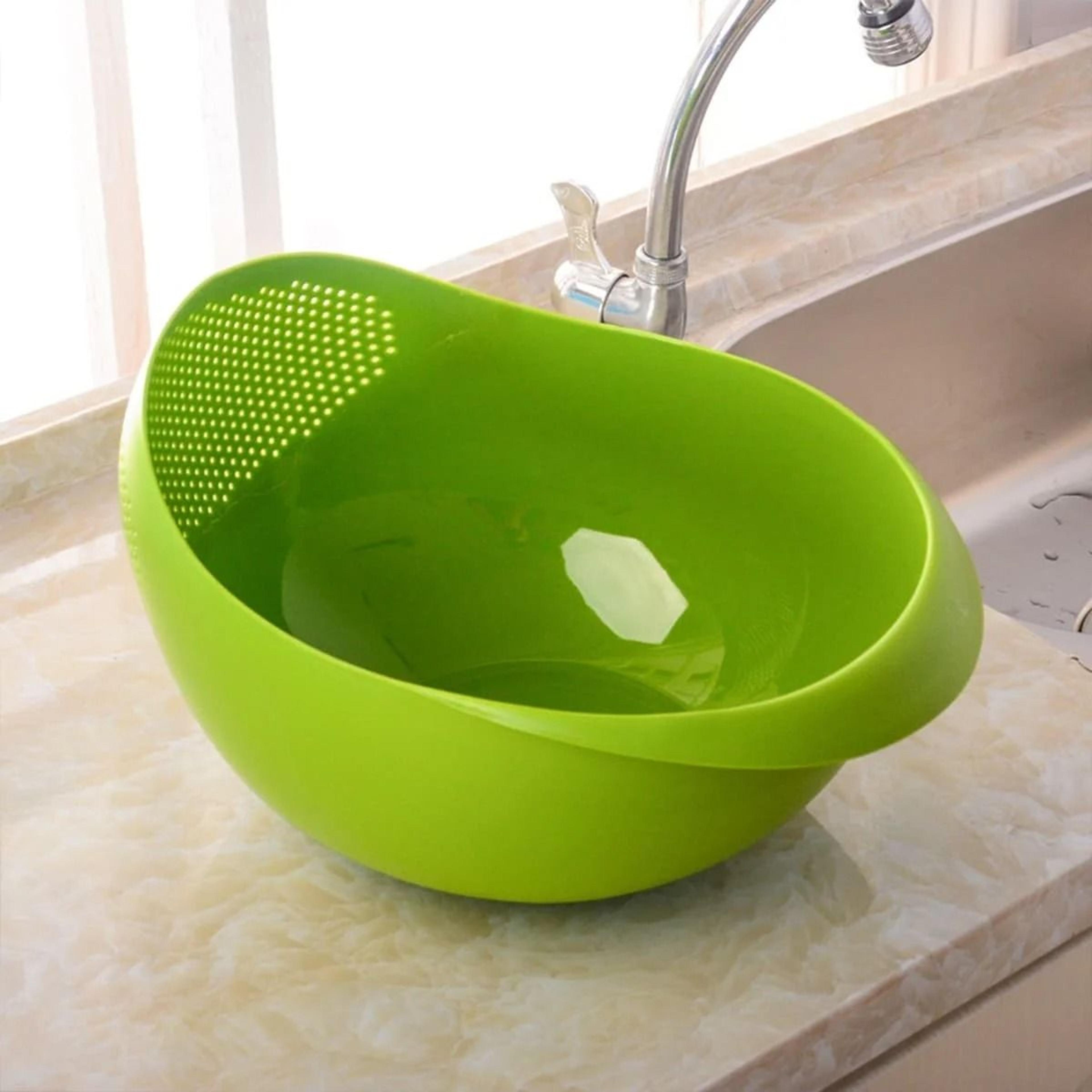Large Rice Washing Bowl With Drainage Strainer Basket 6