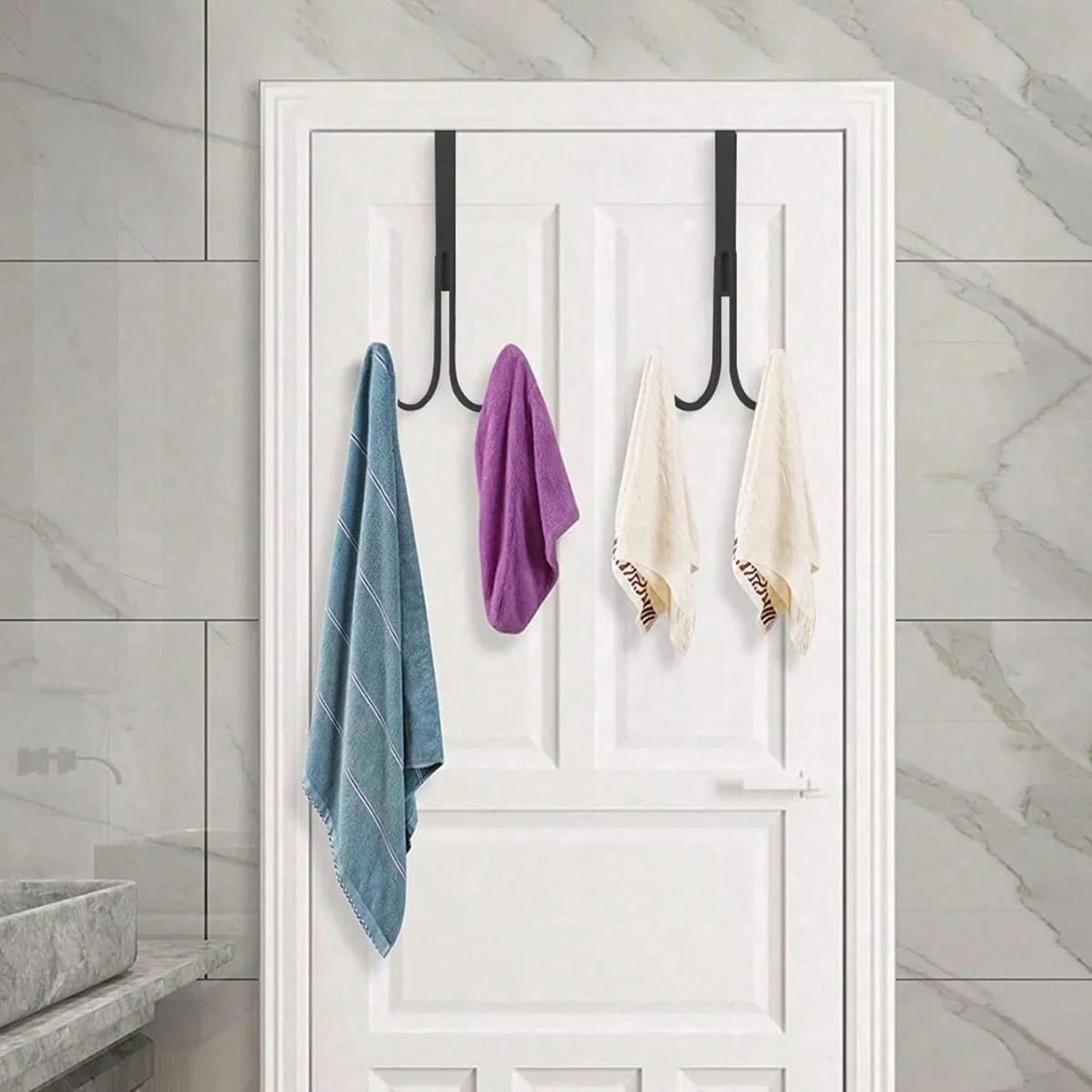 Over Door Double Hook Hanger No Drill Space Saving Storage Organizer 3