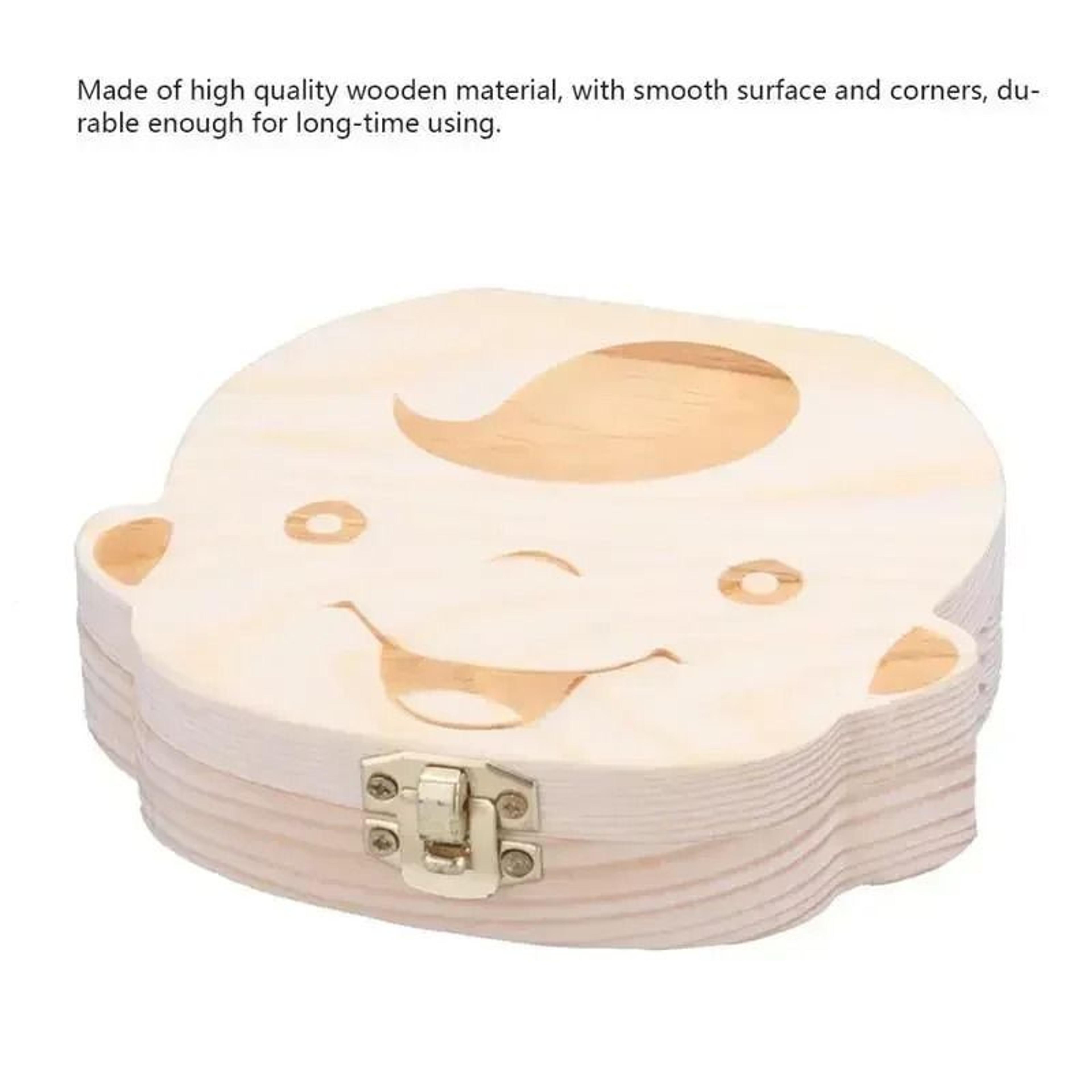 Wooden Baby Tooth Keepsake Box Childhood Memory Organizer For Boys Girls 6