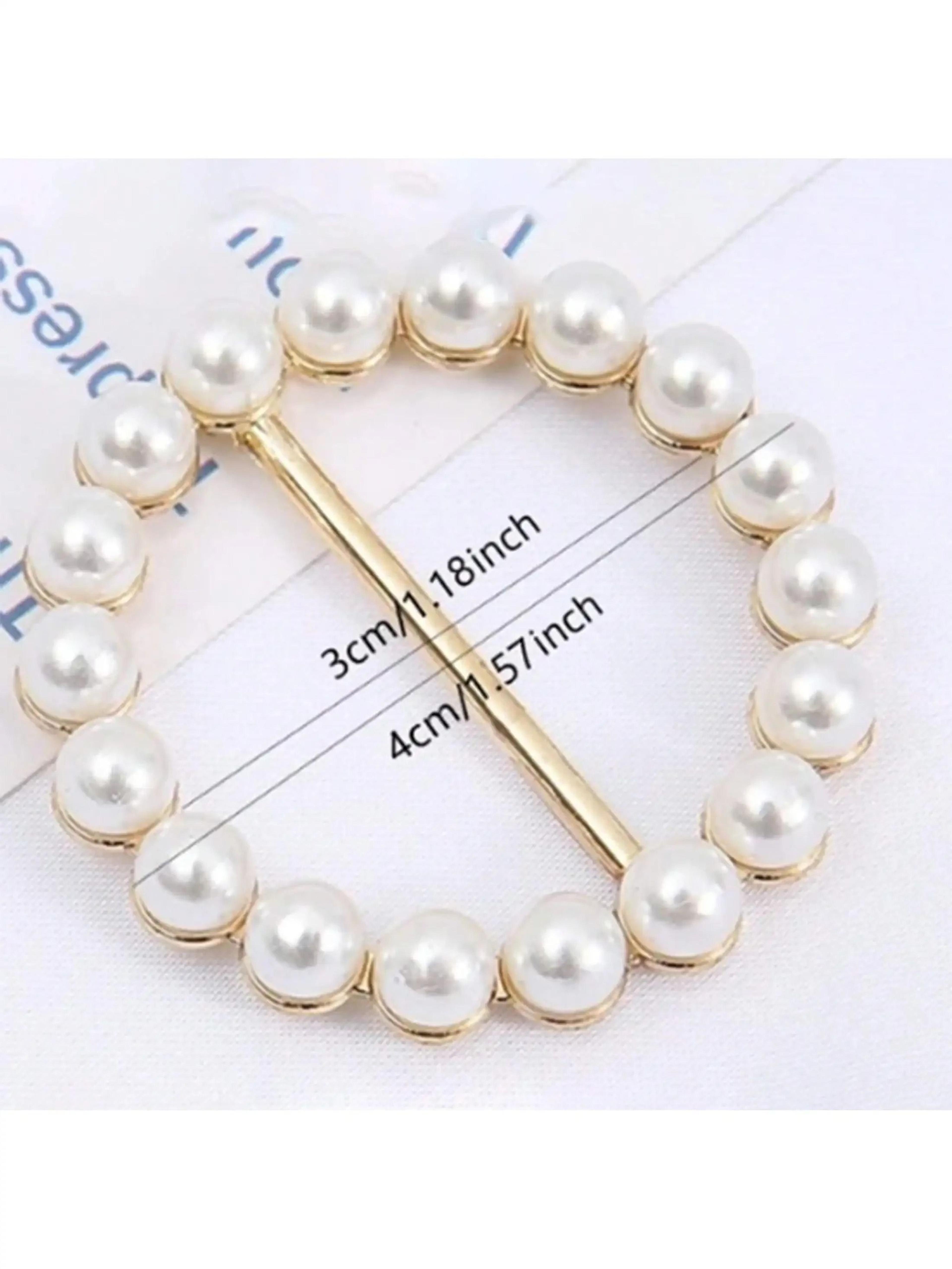 Elegant Pearl Rhinestone Waist Tightening Clips Decorative Clothing Pins For Women 7