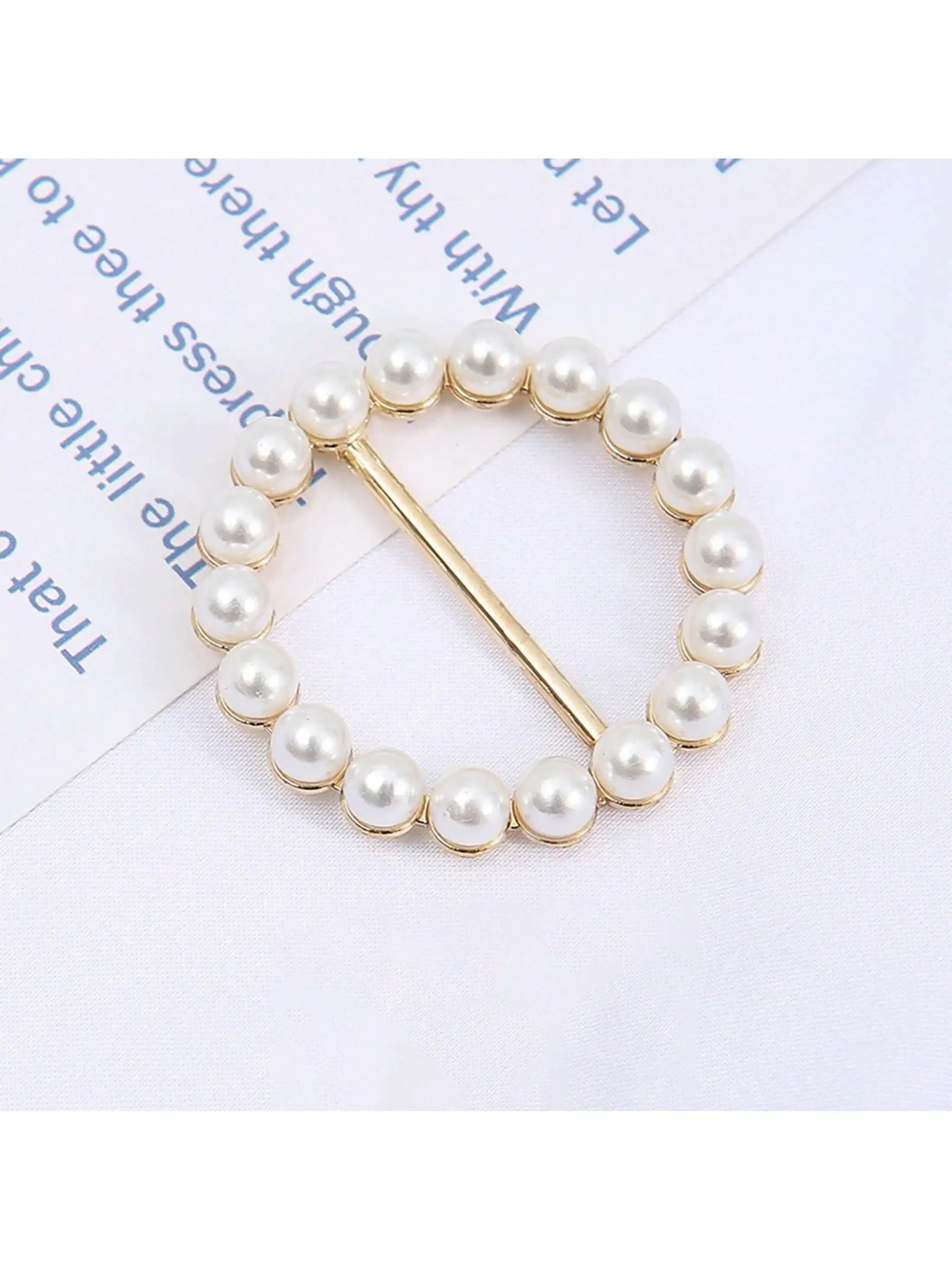 Elegant Pearl Rhinestone Waist Tightening Clips Decorative Clothing Pins For Women 2