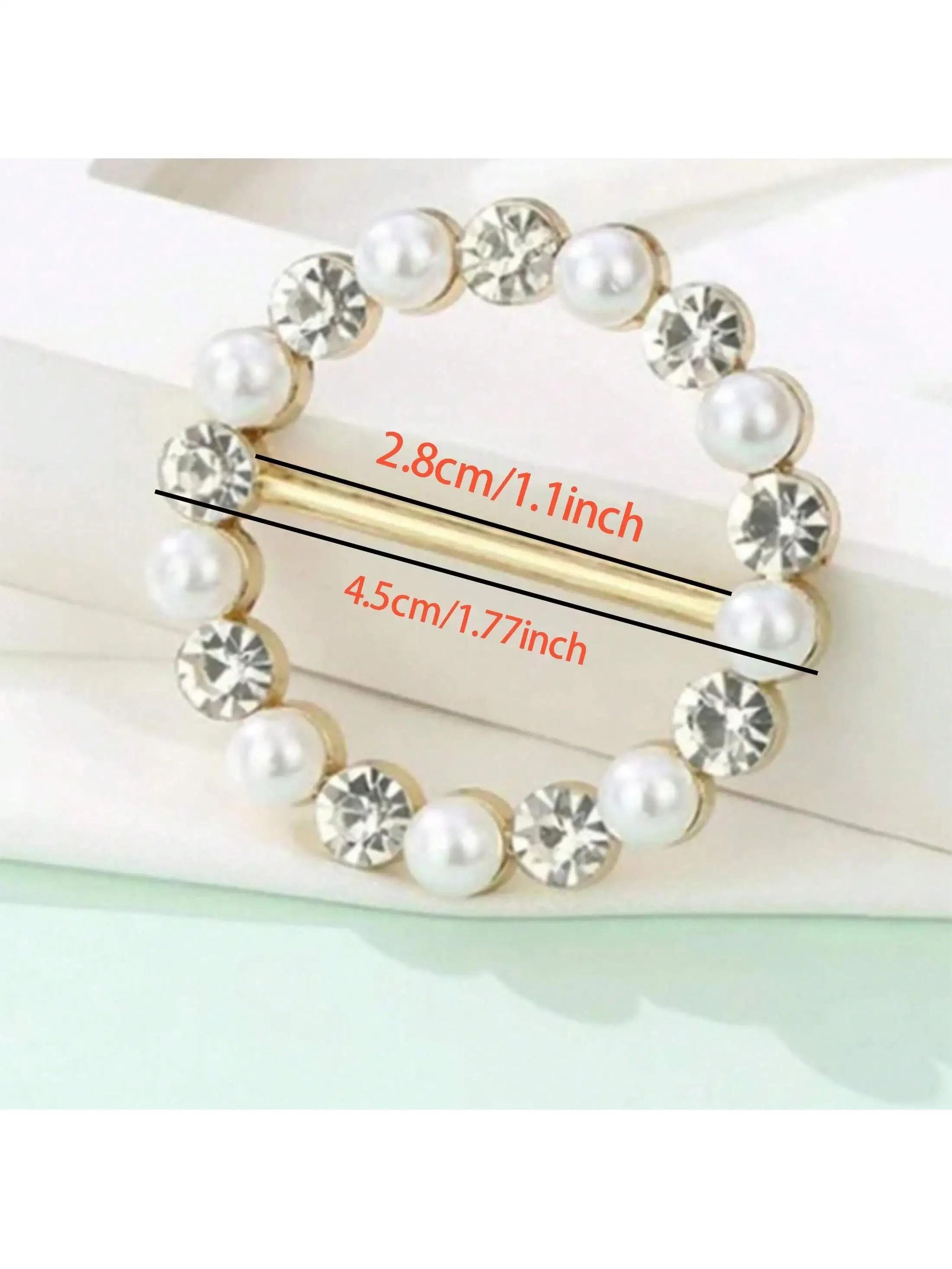 Elegant Pearl Rhinestone Waist Tightening Clips Decorative Clothing Pins For Women 4