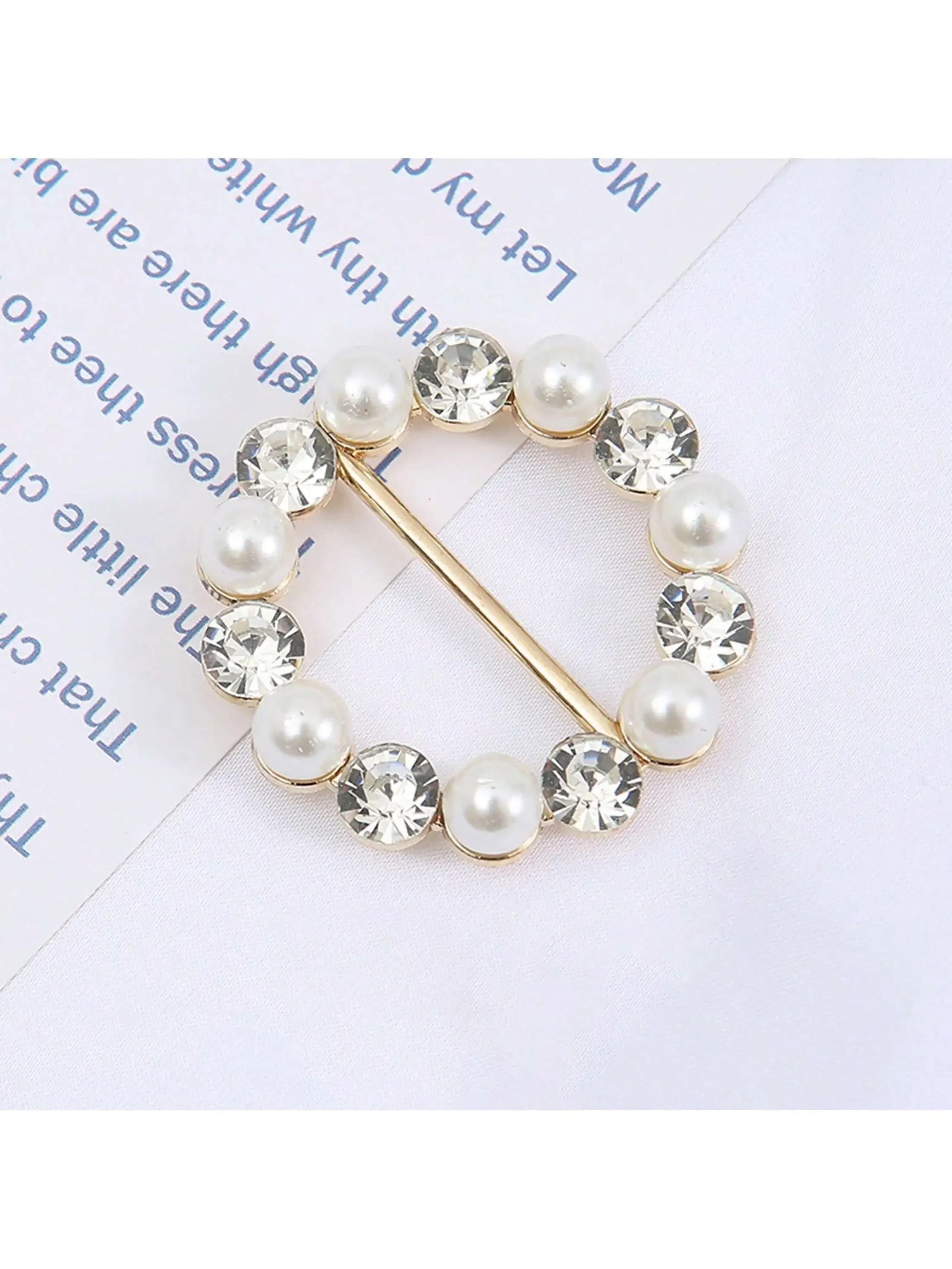 Elegant Pearl Rhinestone Waist Tightening Clips Decorative Clothing Pins For Women 3