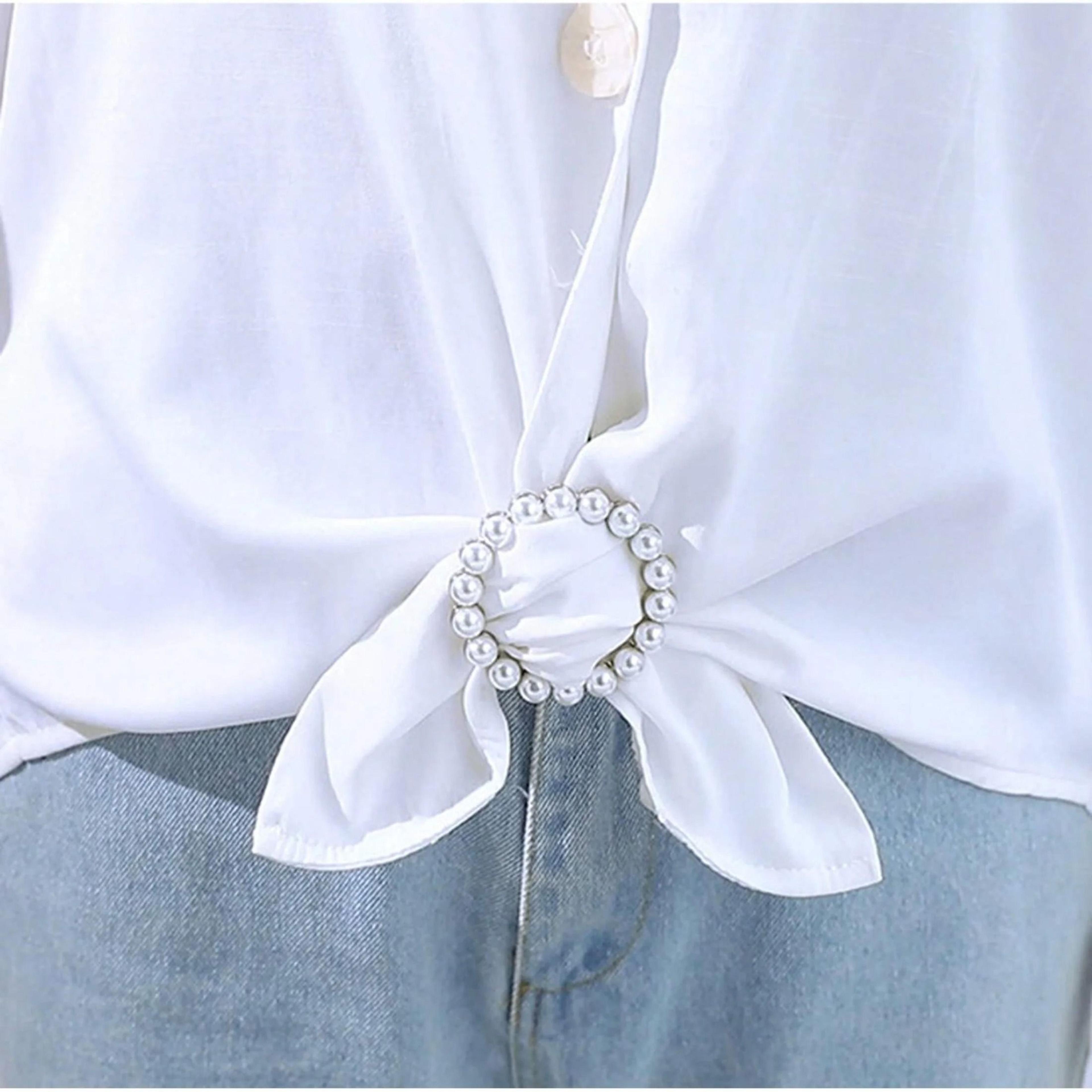 elegant pearl rhinestone waist tightening clips decorative clothing pins for women